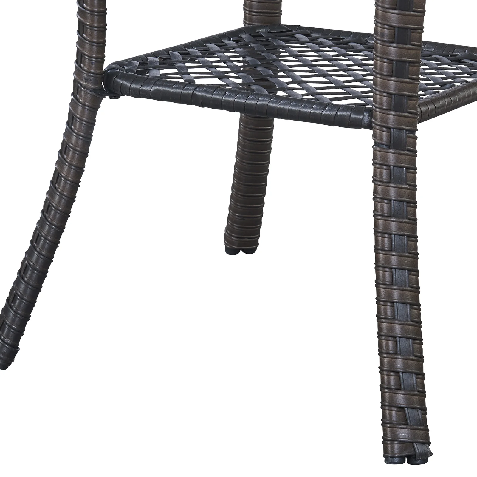 POCASSY Wicker Rattan Side Table With Built-In Glass