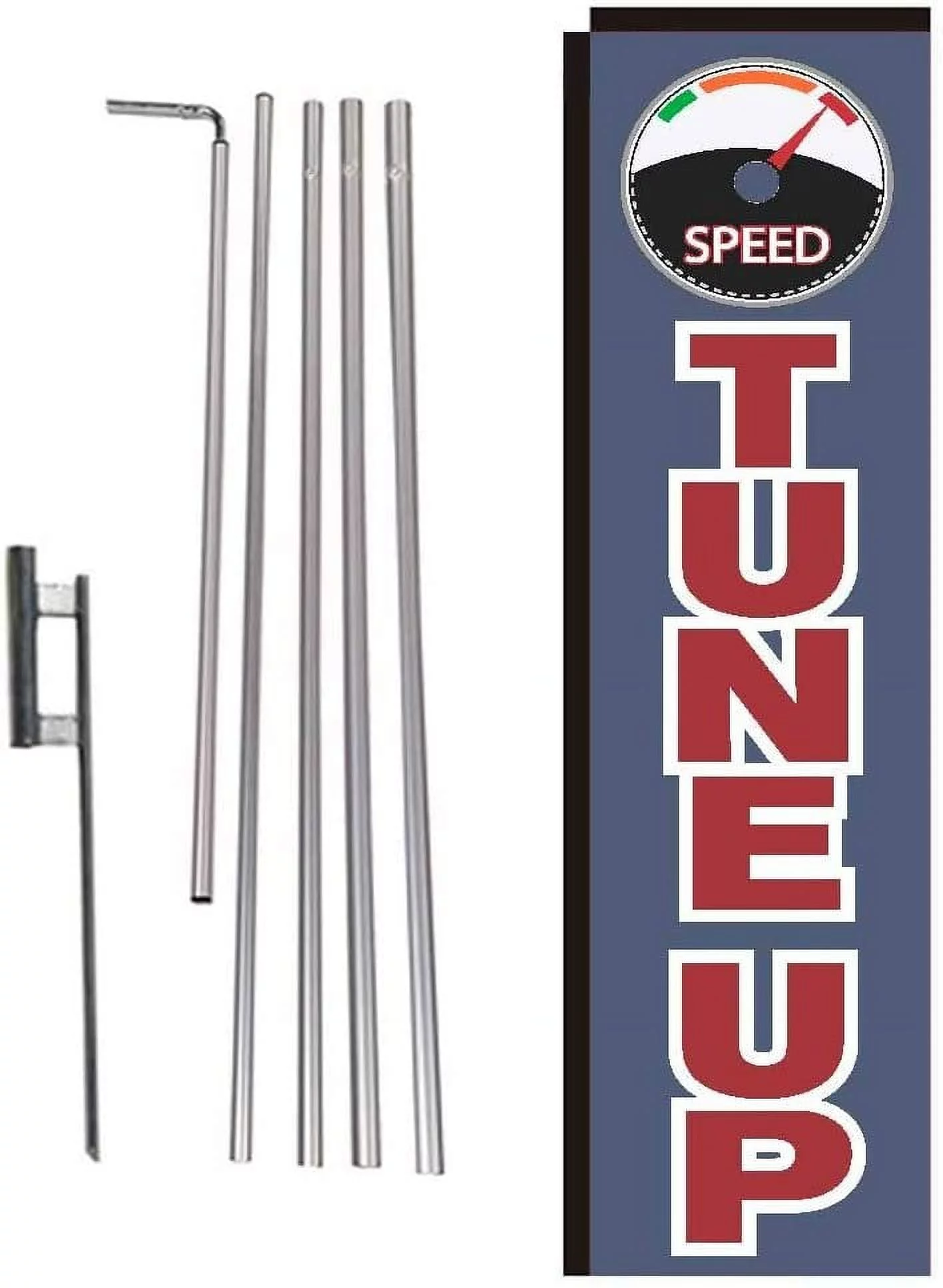 Auto Tune-Up Rectangle Feather Banner Flag with Pole Kit and Ground Spike for, Large Signs for Auto Service and Repair Businesses
