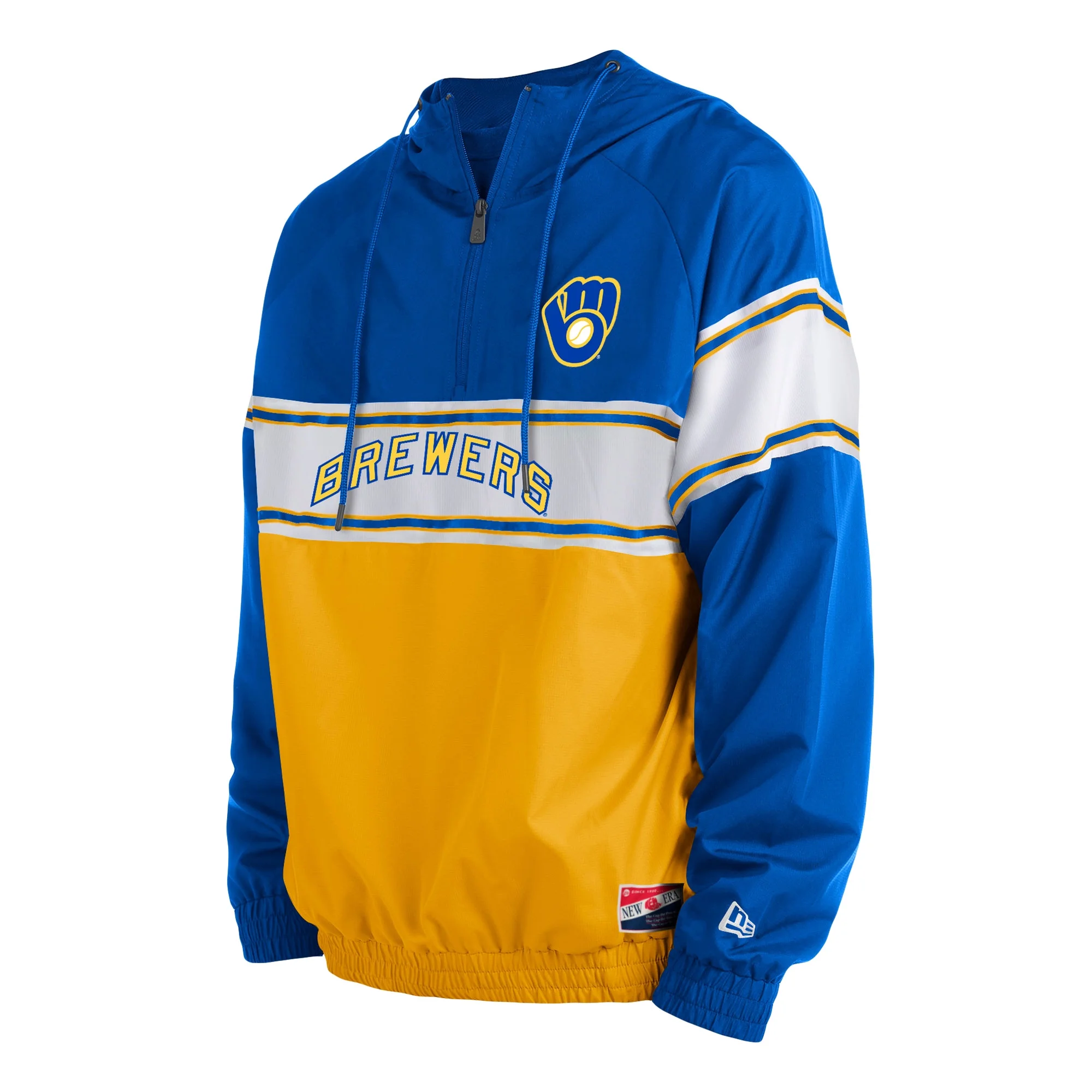 Men's New Era Royal Milwaukee Brewers Ripstop Raglan Quarter-Zip Hoodie
