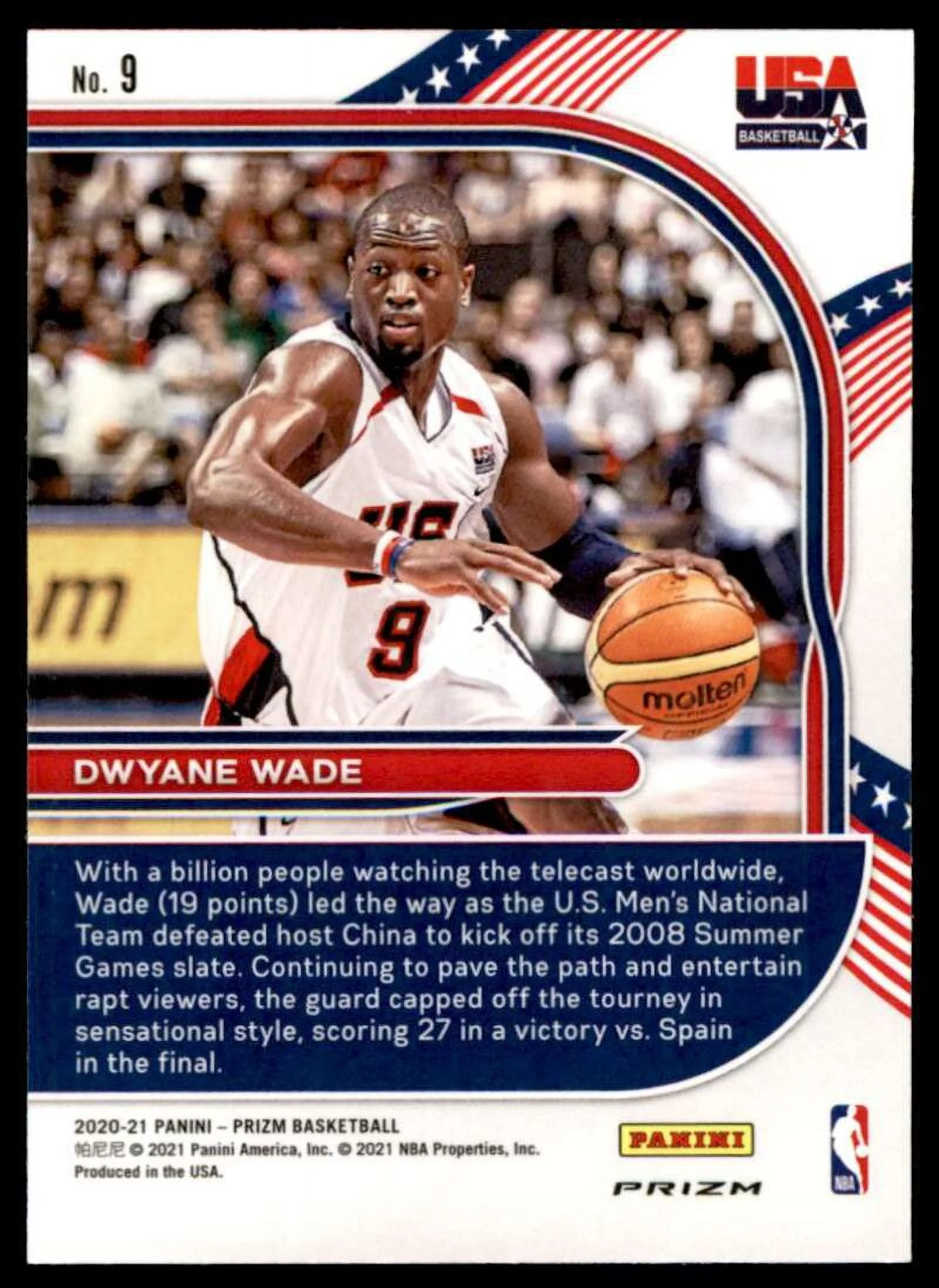 Dwyane Wade Card 2020-21 Panini Prizm Prizms USA Basketball #9