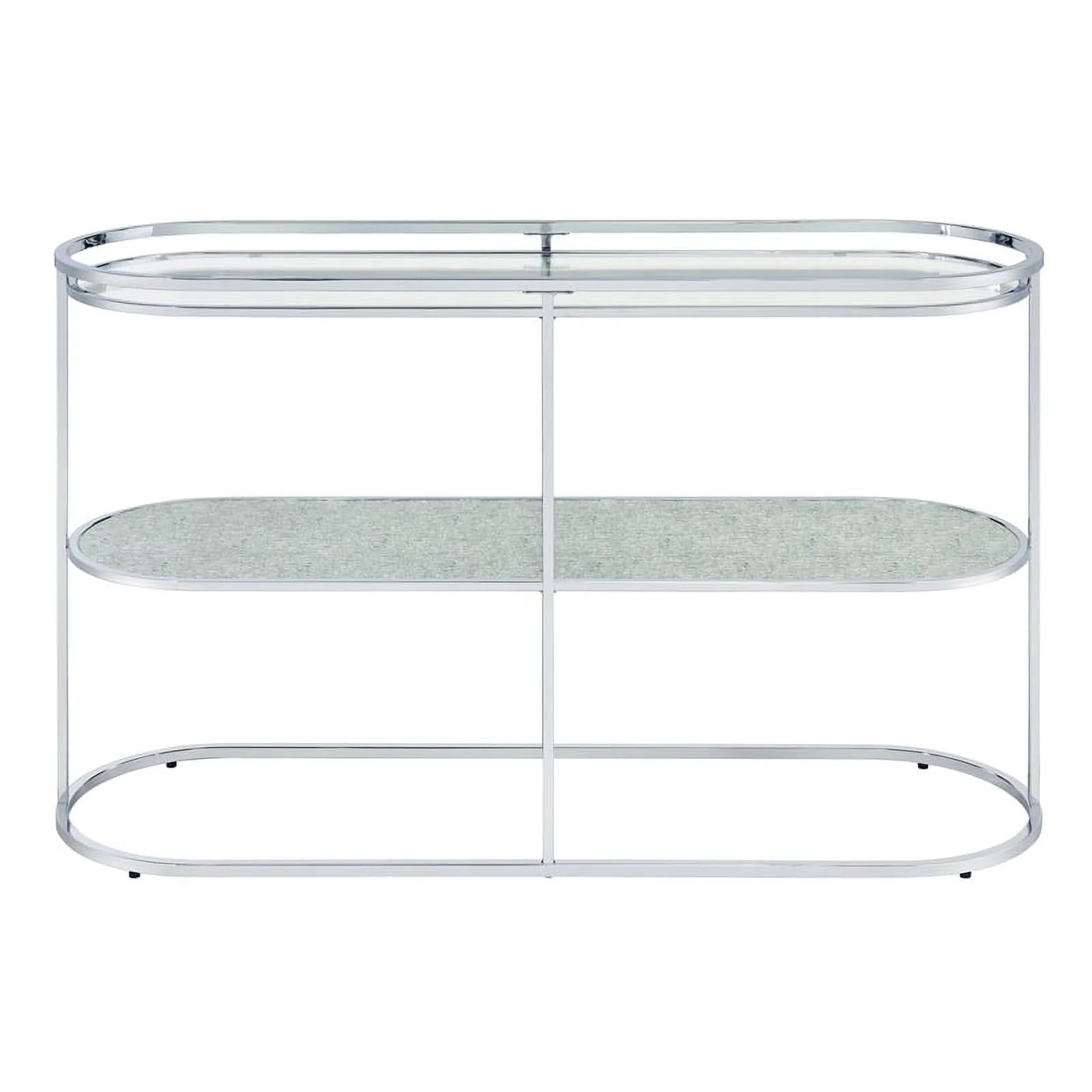 Furniture of America Ludington Metal 1-Shelf Waterfall Sofa Table in Chrome