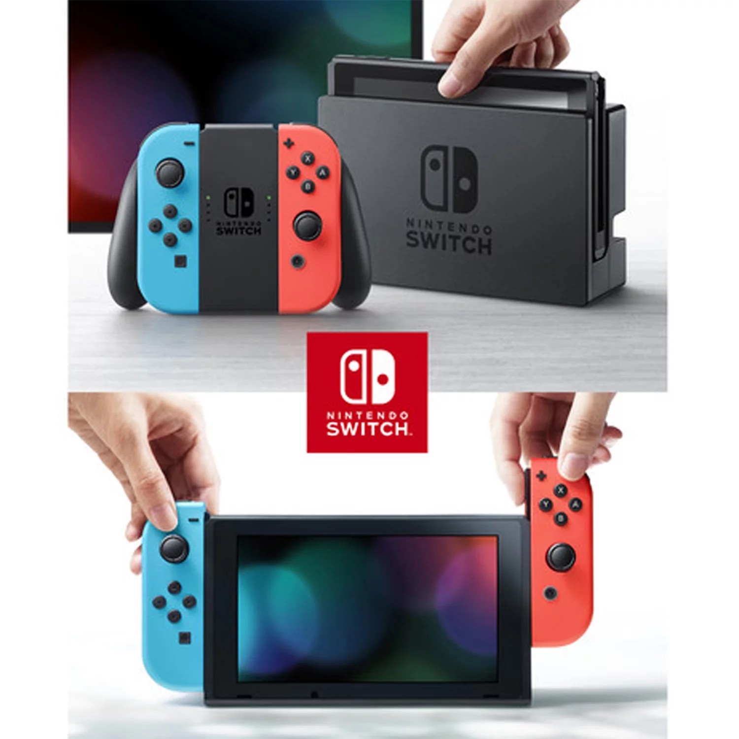 Nintendo Switch with Neon Blue and Red Joy-Con Bundle with Super Mario Party