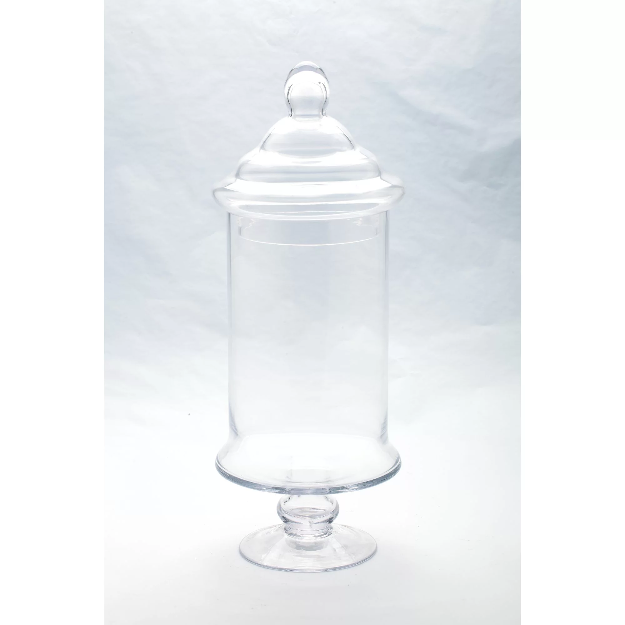 CC Home Furnishings Hand Blown Glass Jar with Finial Lid - 19” - Clear