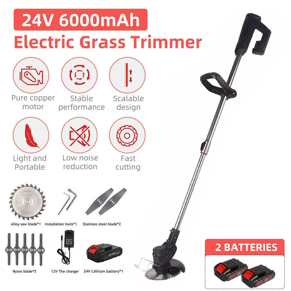 Kydely Efficient Lawn Edger Grass String Trimmer Cutter - 2 Battery, 1 Charger - Versatile 8 Blade System - Long Runtime