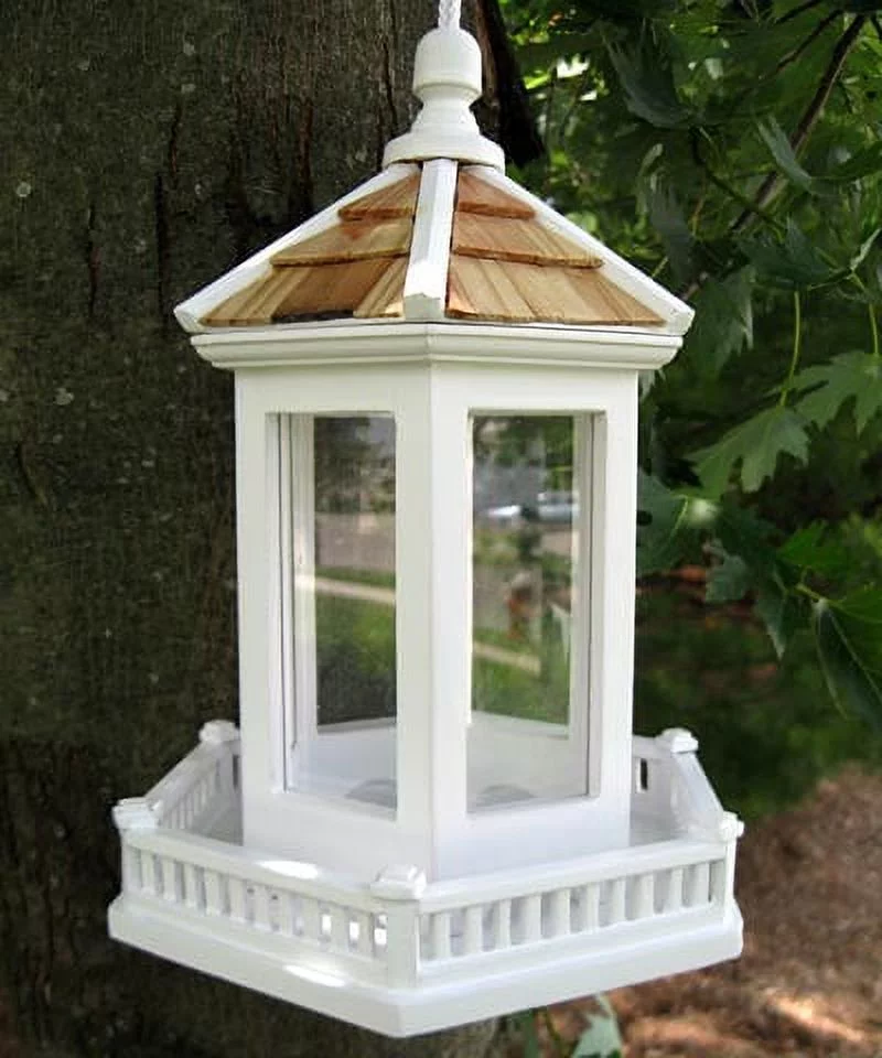 Home Bazaar Gazebo Bird Feeder, White