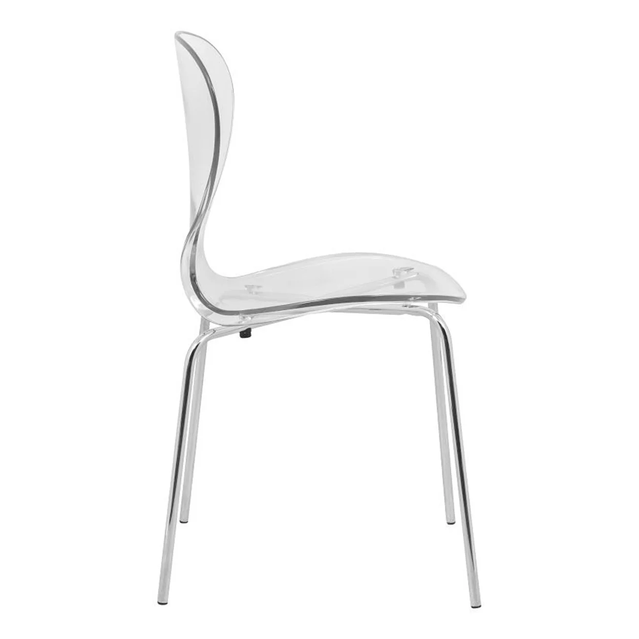 Modern Oyster Transparent Side Chair, Set of 4 - Clear