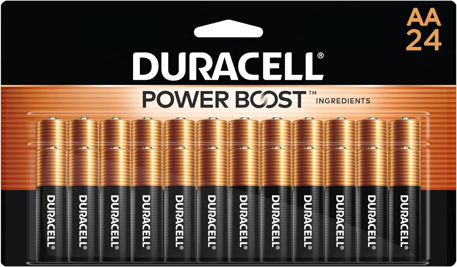 Duracell Coppertop AA Batteries with Power Boost Ingredients & Long-lasting Power - For Toys, Remote Controls, Torch, Calculator, Clocks, Radios, Wireless & Keyboards - 24 Batteries/pack - Pack of 1