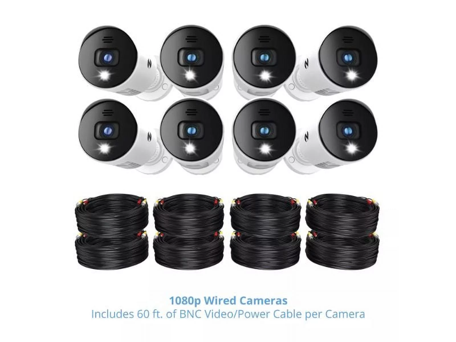 Night Owl CL-BT2D-8-18LSA Expandable 8 Channel Wired Bluetooth DVR with (8) Wired 1080p HD Light Cameras with Audio and 1TB Hard Drive