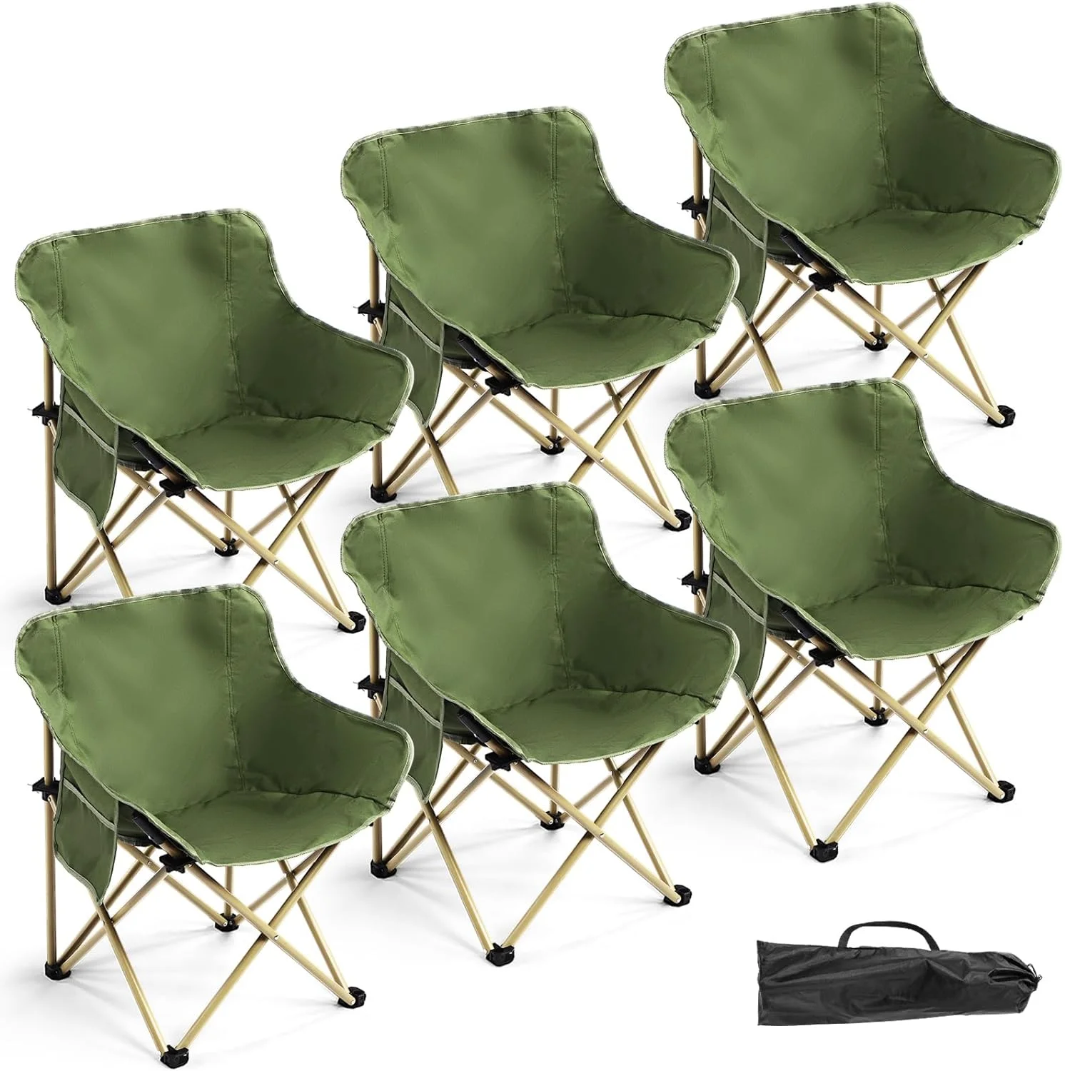 6 Pack Lightweight Camping Chair Compact Folding Chair Collapsible Portable Chair Lawn Beach Camping Chairs with 6 Carry Bag, Supports 330 Lbs, for Travel, Picnic, Festival, Backpacking