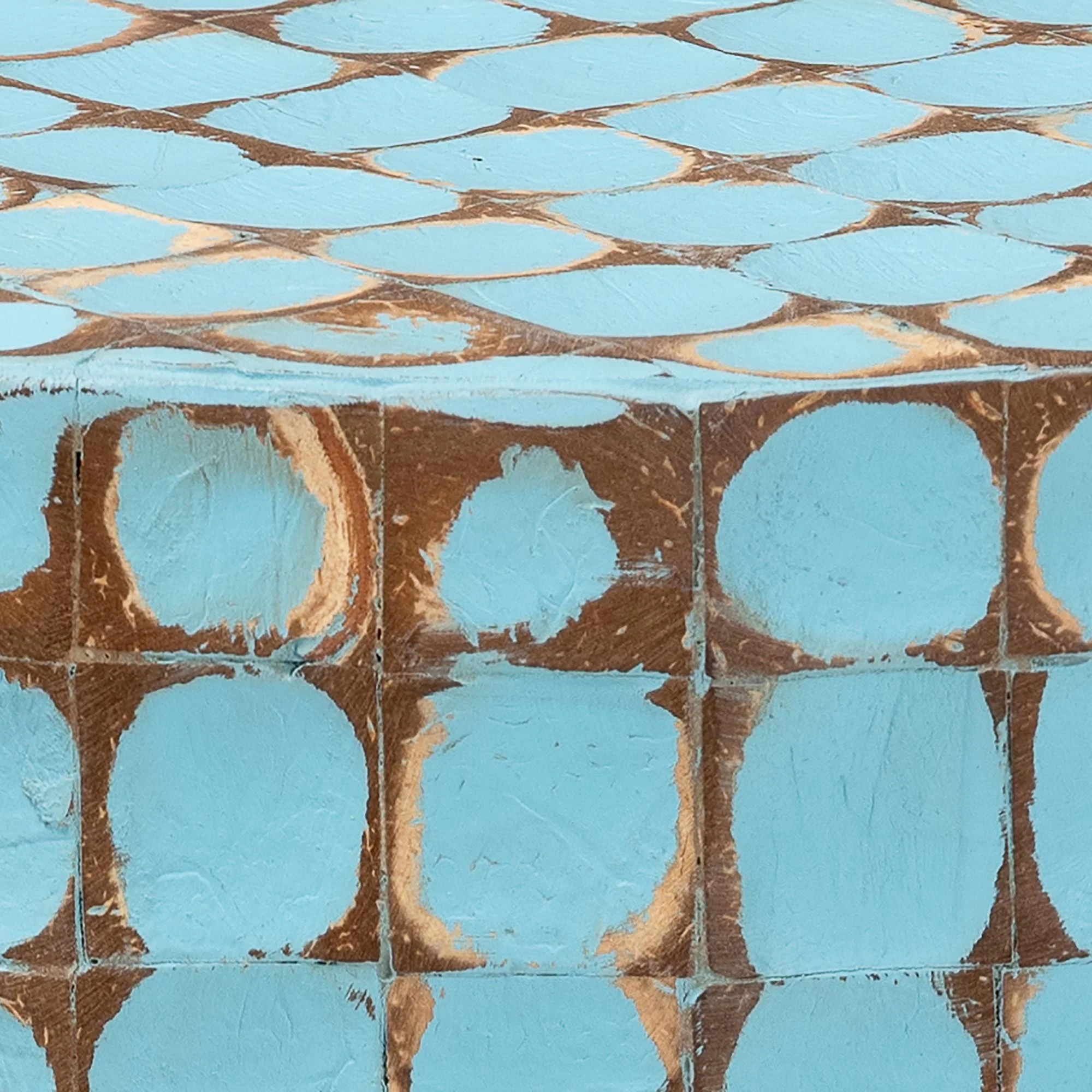 bali & pari Juliette Boho End Table, Round , Sky Blue