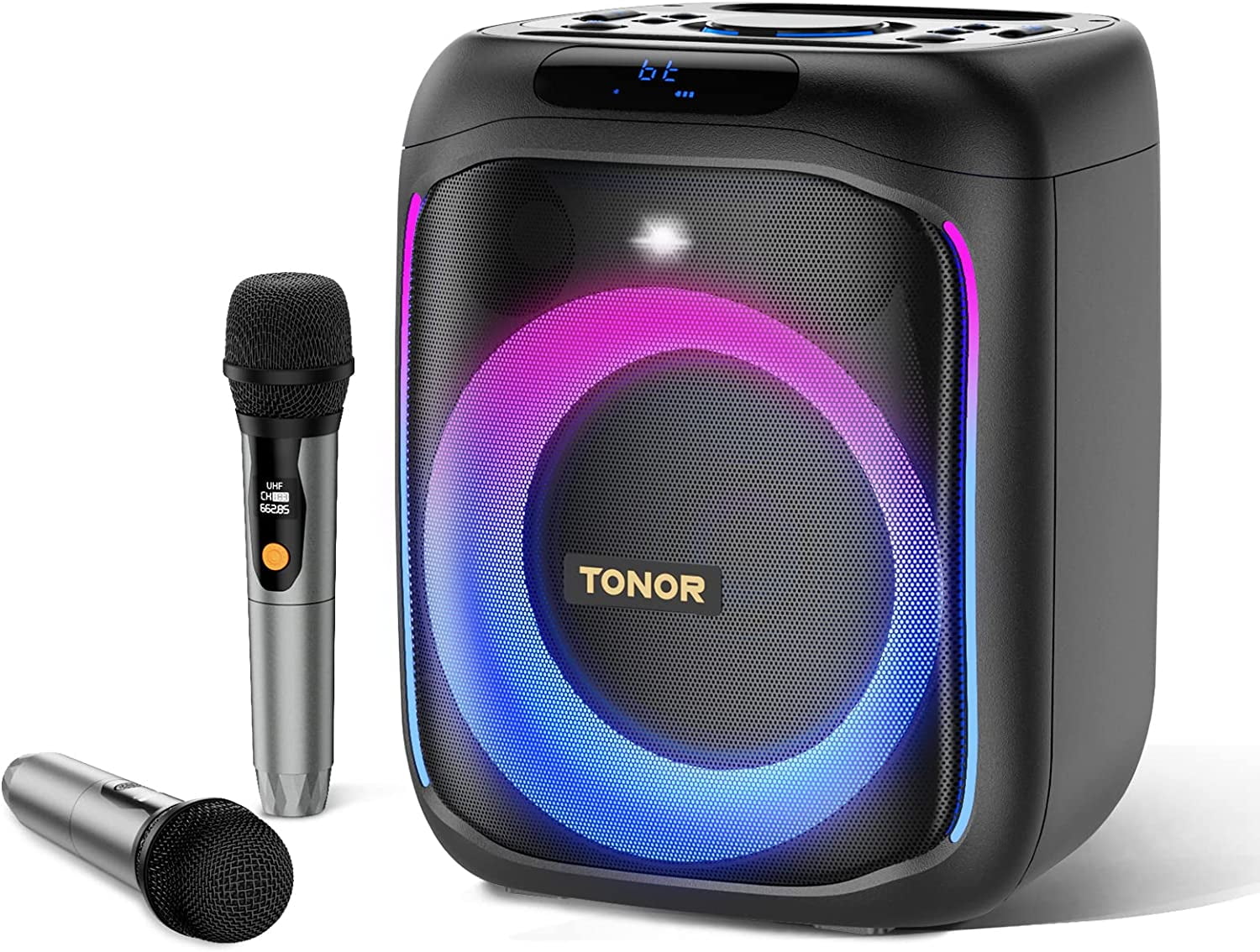 TONOR Karaoke Machine for Adults & Kids, Portable Singing PA Speaker with 2 Wireless Microphones K6