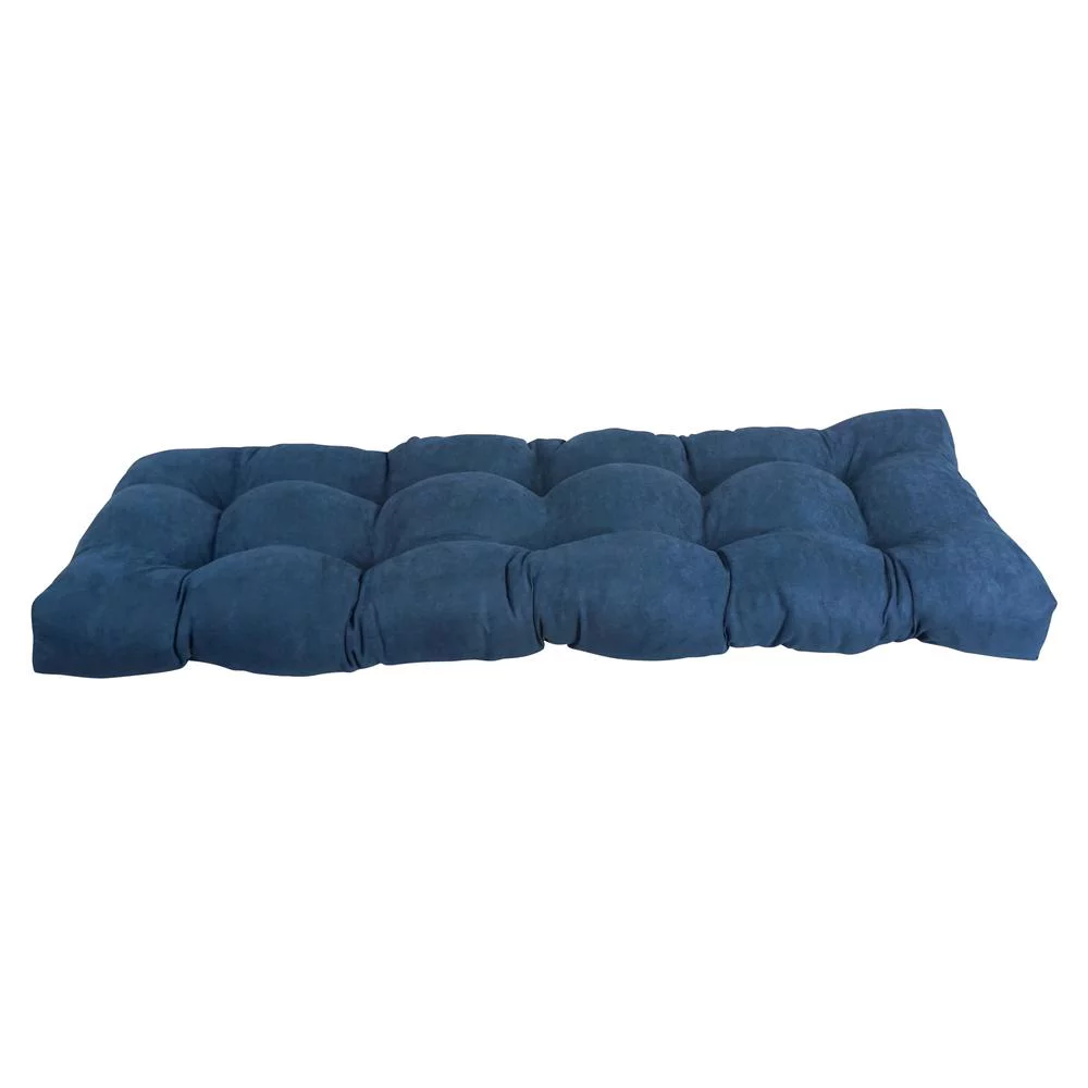 Blazing Needles  51 x 19 in. Tufted Solid Microsuede Bench Cushion, Indigo