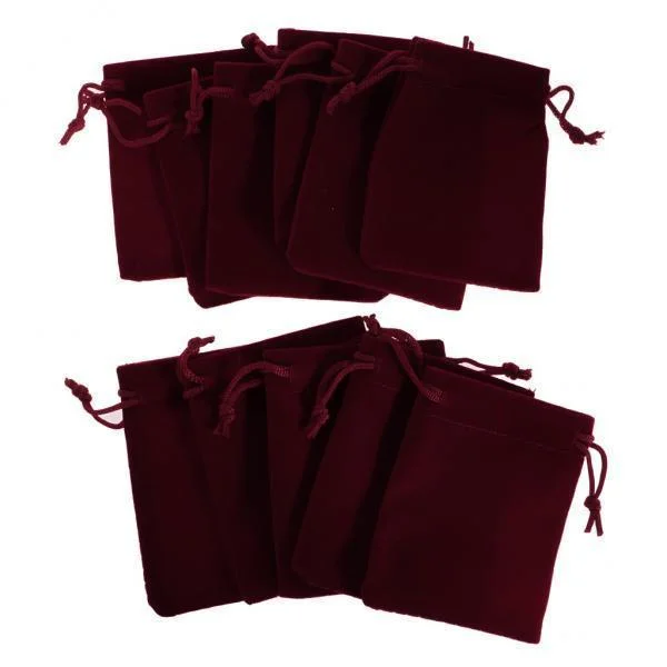 perfeclan 6x10 pieces Velvet Bags Wedding Party Gift Drawstring Jewelry Pouches Red