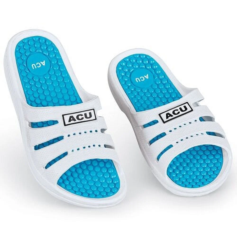 Womens Lightweight Massaging Comfort Slip-On Slides-8-White