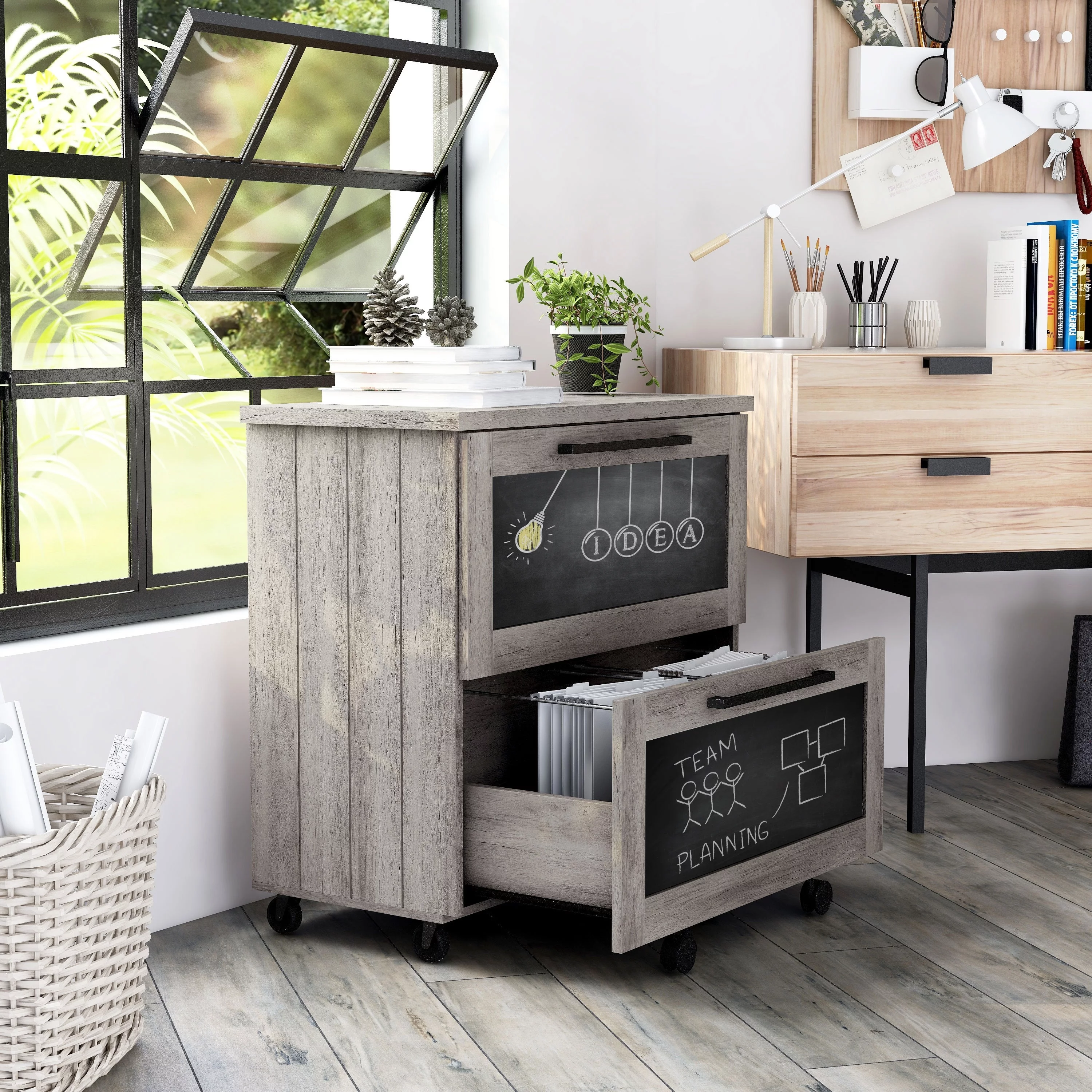 Denhour DH BASIC Rustic Grey 2-Drawer File Cabinet by