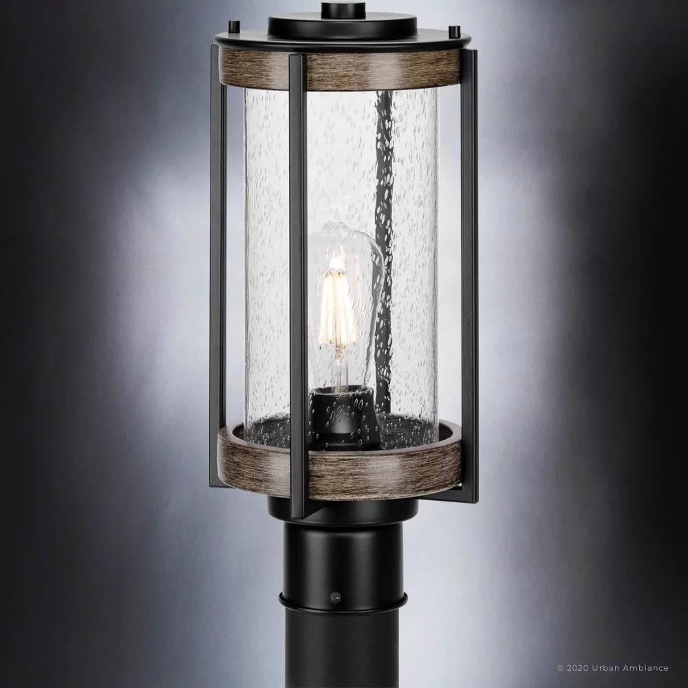 Luxury Farmhouse Post Light, 15.625H x 7.375W, with Modern Farmhouse Style, Midnight Black, UHP1353 by Urban Ambiance