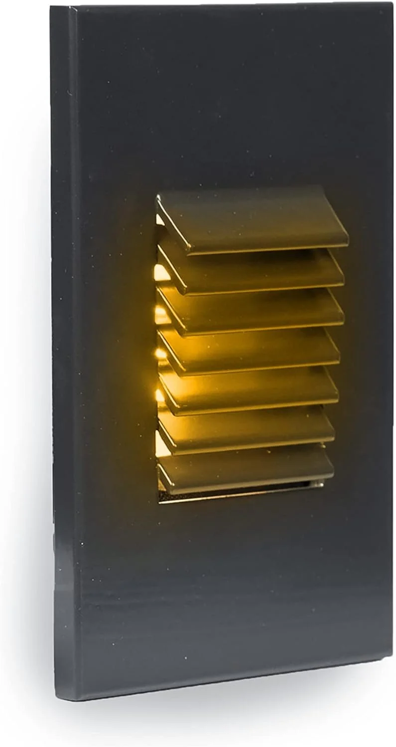 LEDme 120V LED Vertical Louvered Indoor and Outdoor Step and Wall Light Amber 1800K LED in Black