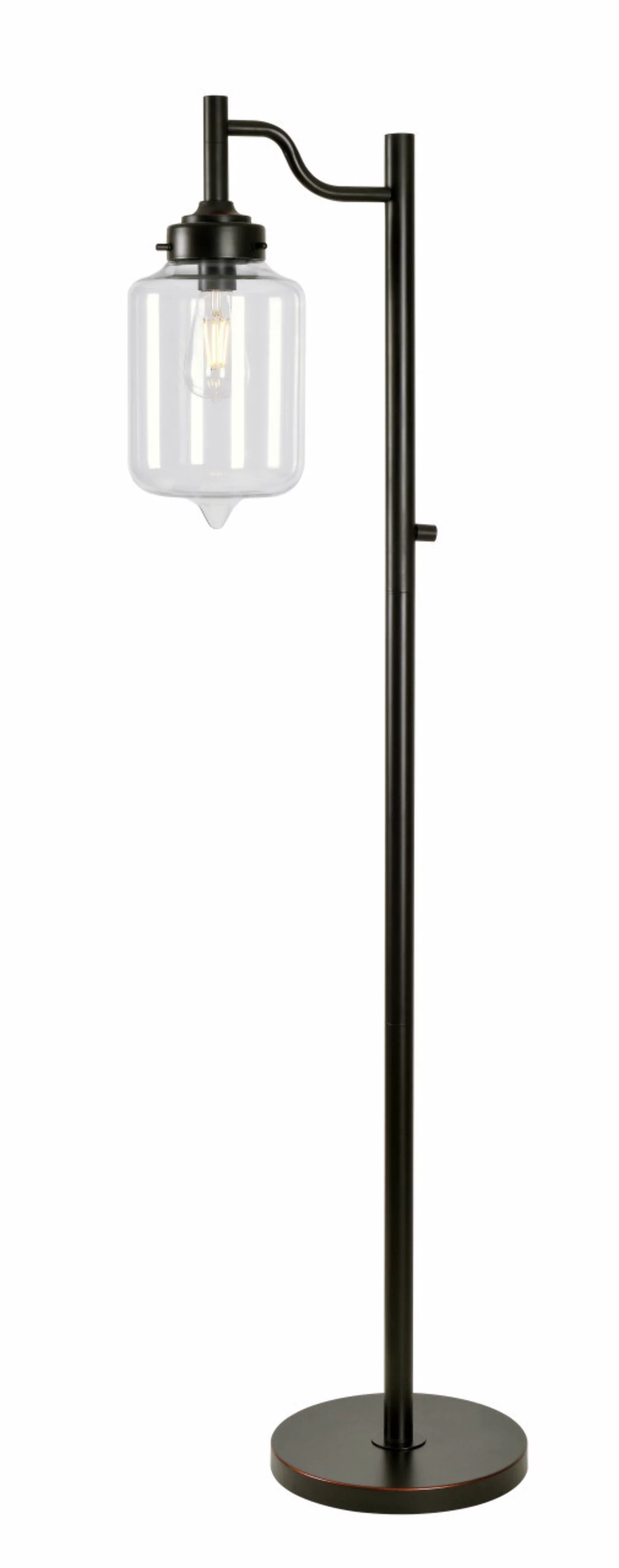 Kenroy Home Industrial-Modern Floor Lamp, 58-inch, Oil-Rubbed Bronze Finish and Ultra-Refined Glass Shade, Pole Switch, LED Vintage Edison Bulb Included