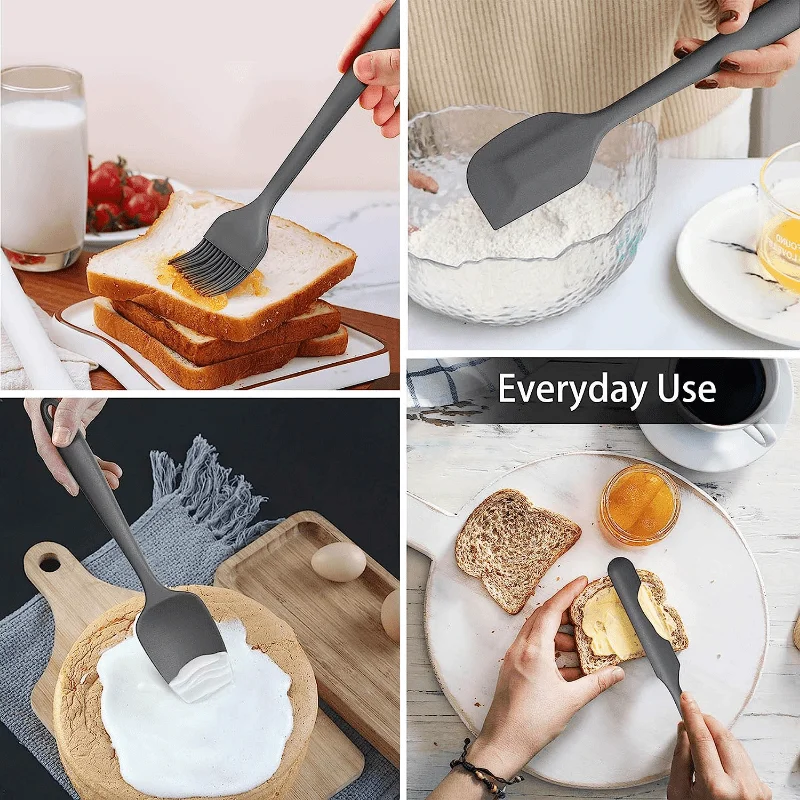 15pcs/set, Non-Stick Silicone Cooking Utensil Set with Metal Handle - Spatula Set - Kitchen and Cookware Essentials for College Dorm and Apartment - Black