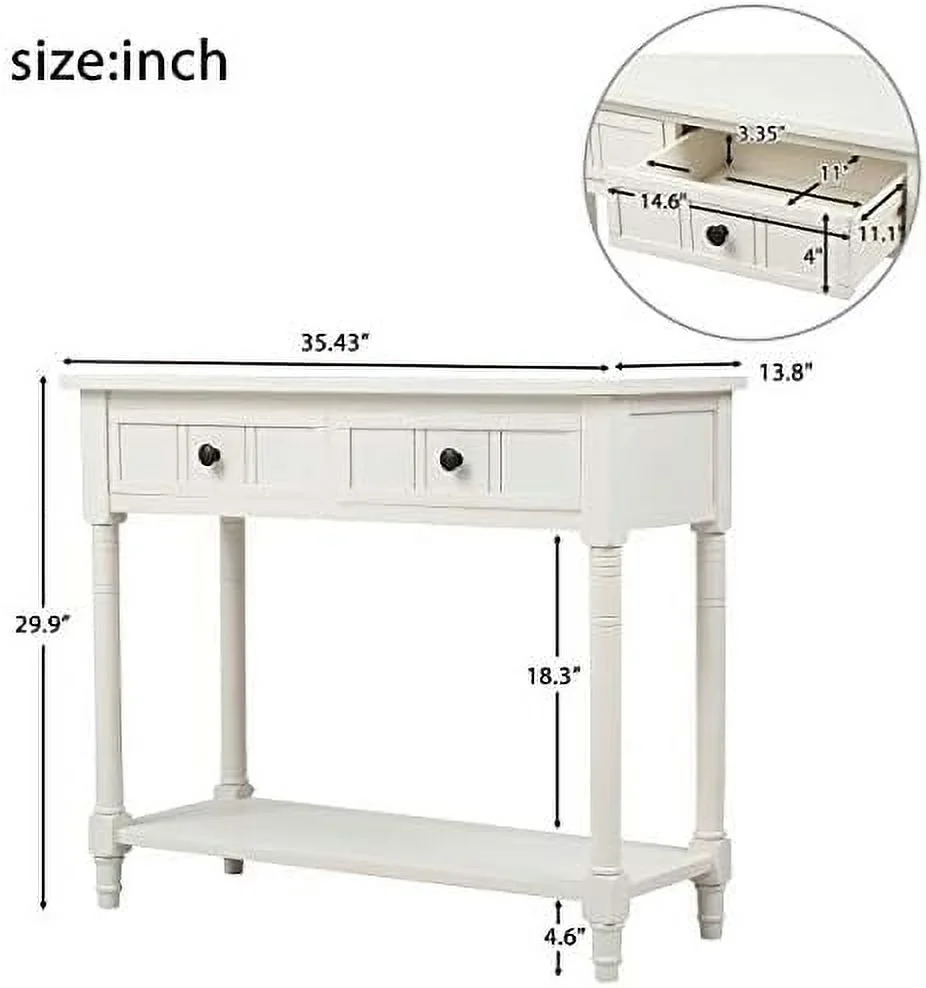 xrboomlife Console Table Sofa Table with 2 Drawers and Bottom   Farmhouse Wood Sideboard for Living Room  Acacia Mangium
