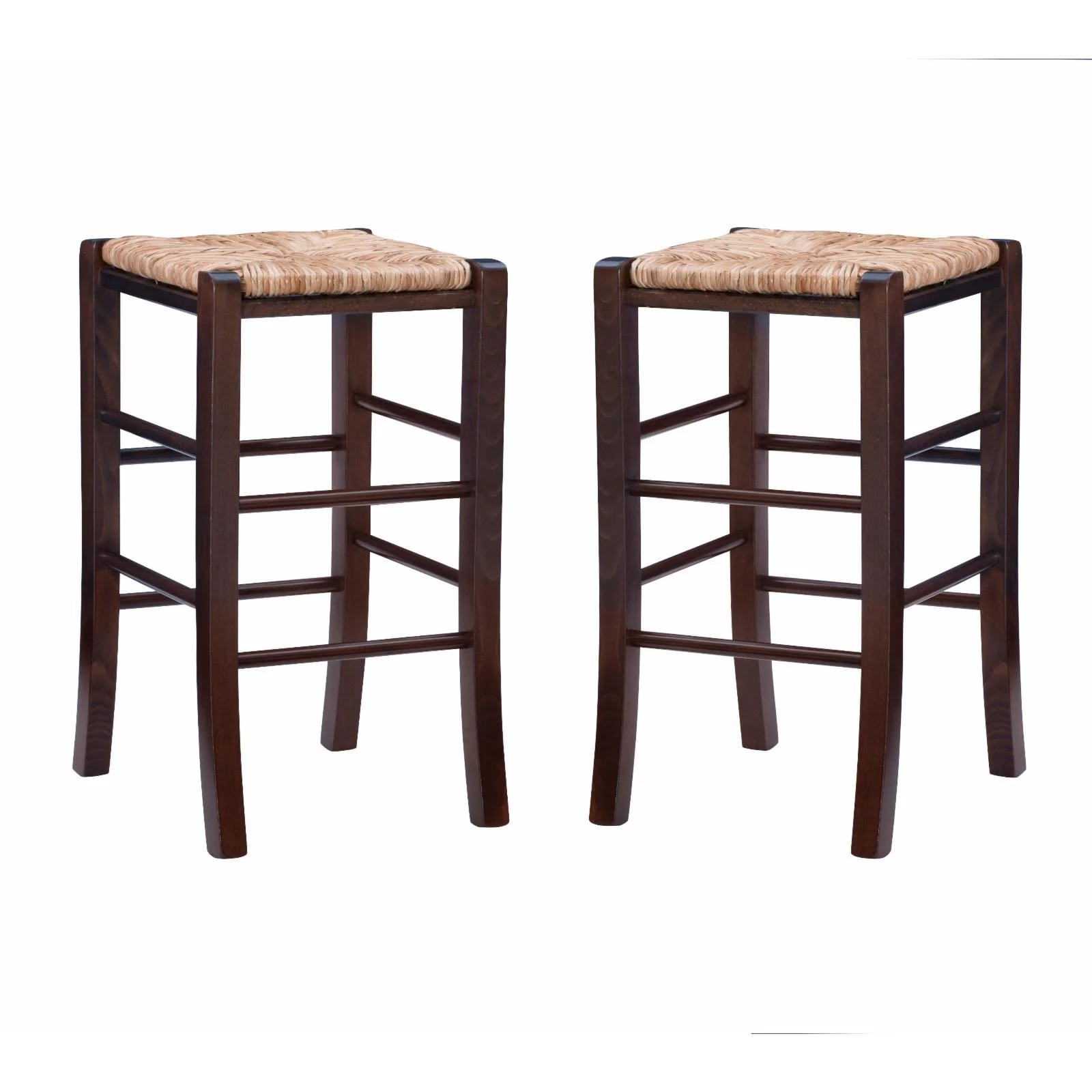 Linon Gianna 24 in. Backless Counter Stool - Walnut - Set of 2