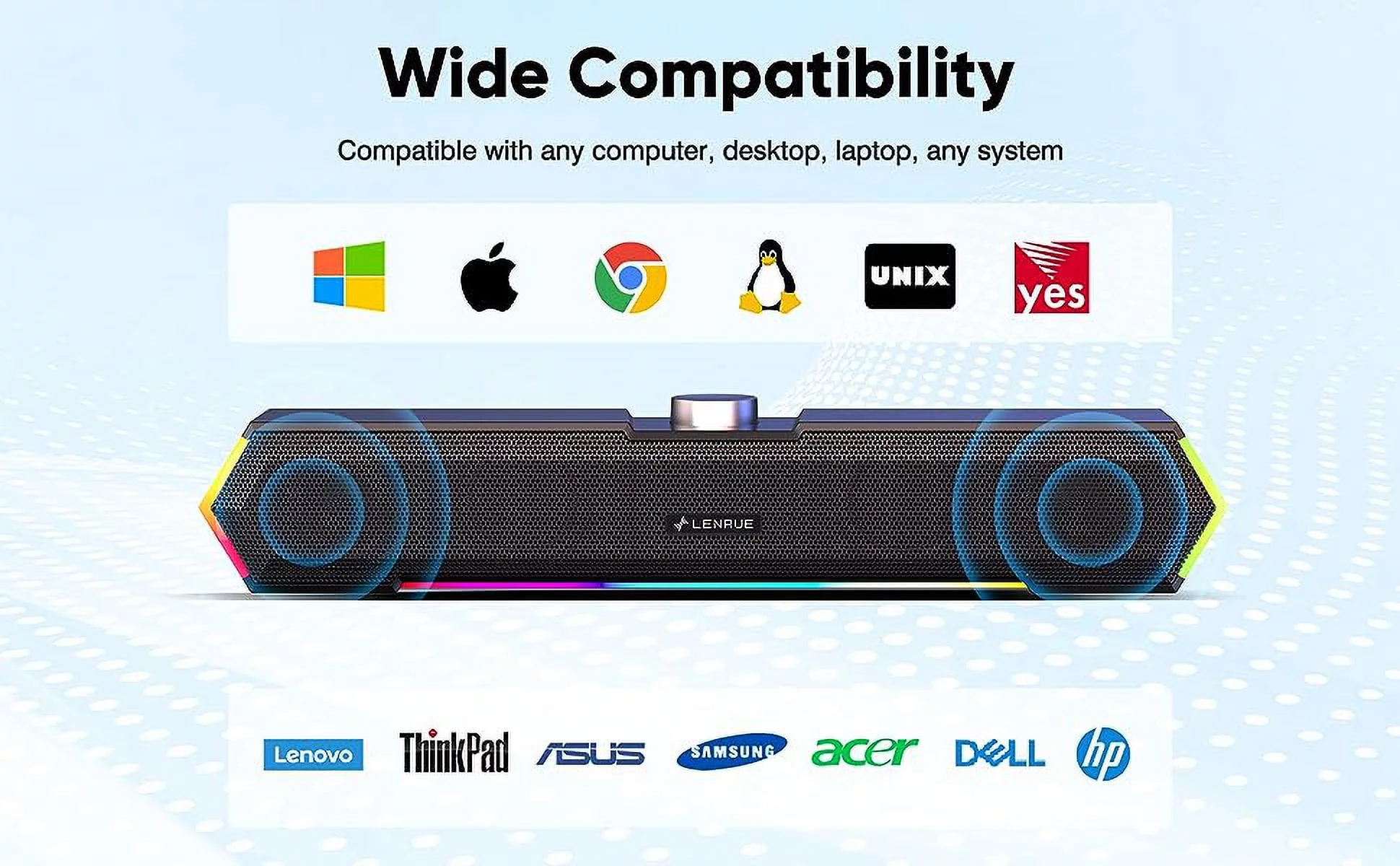 LENRUE G11 Computer Speakers for Desktop, Touch Lights PC Speakers with Surge Clear Sound, USB C/USB Powered for Computer Desktop PC Laptop Monitor