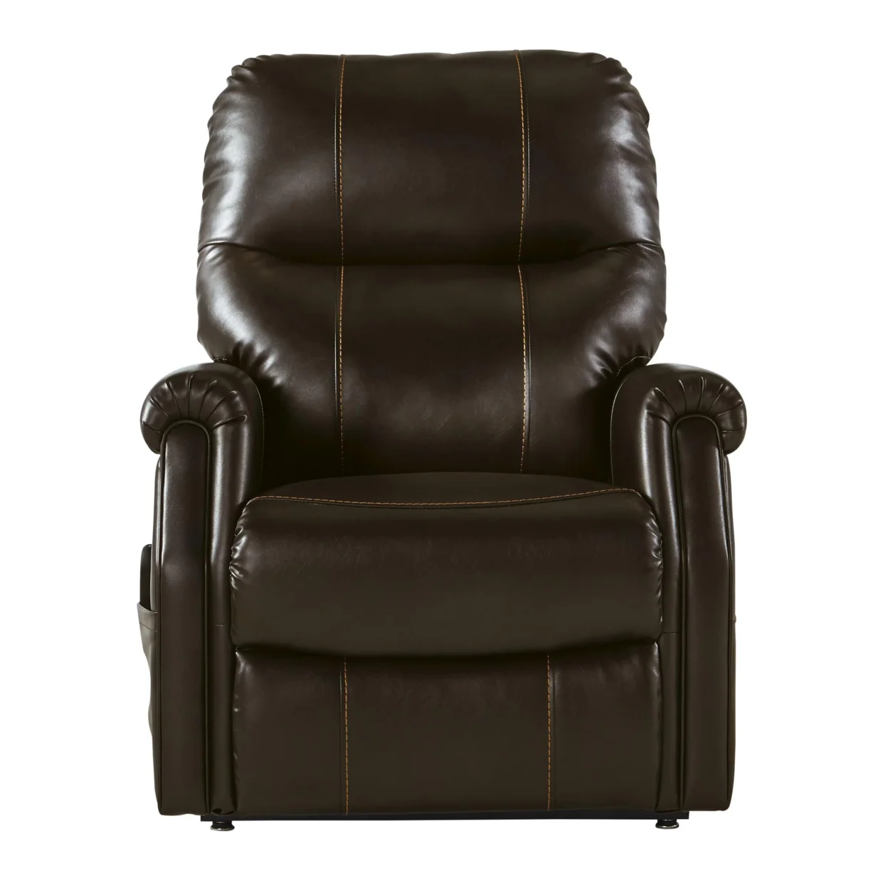 Leatherette Metal Frame Power Lift Recliner with Tufted Back Brown - Saltoro Sherpi