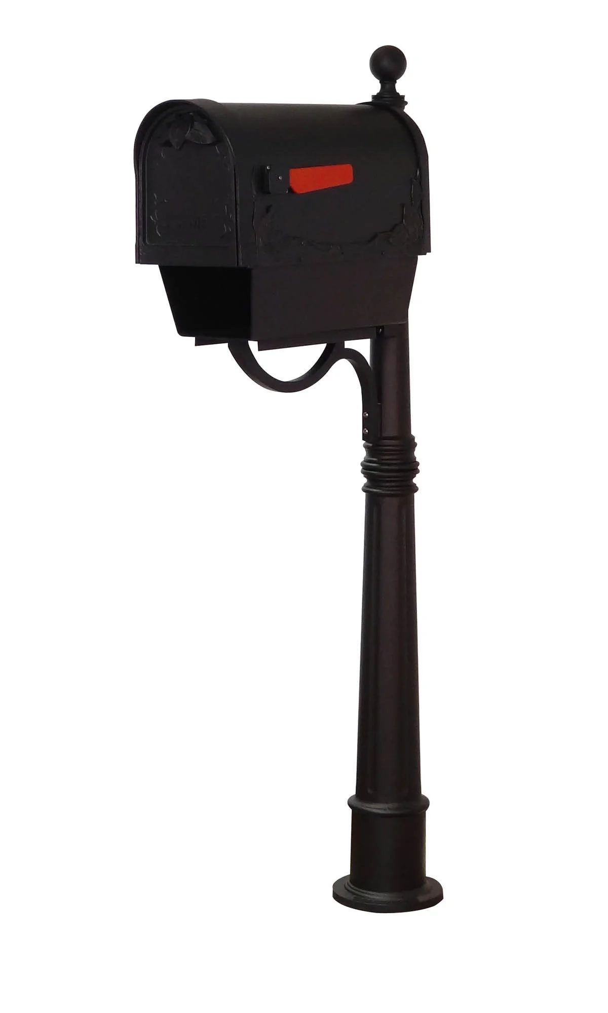 Floral Curbside Mailbox with Newspaper Tube, Locking Insert and Ashland Mailbox Post