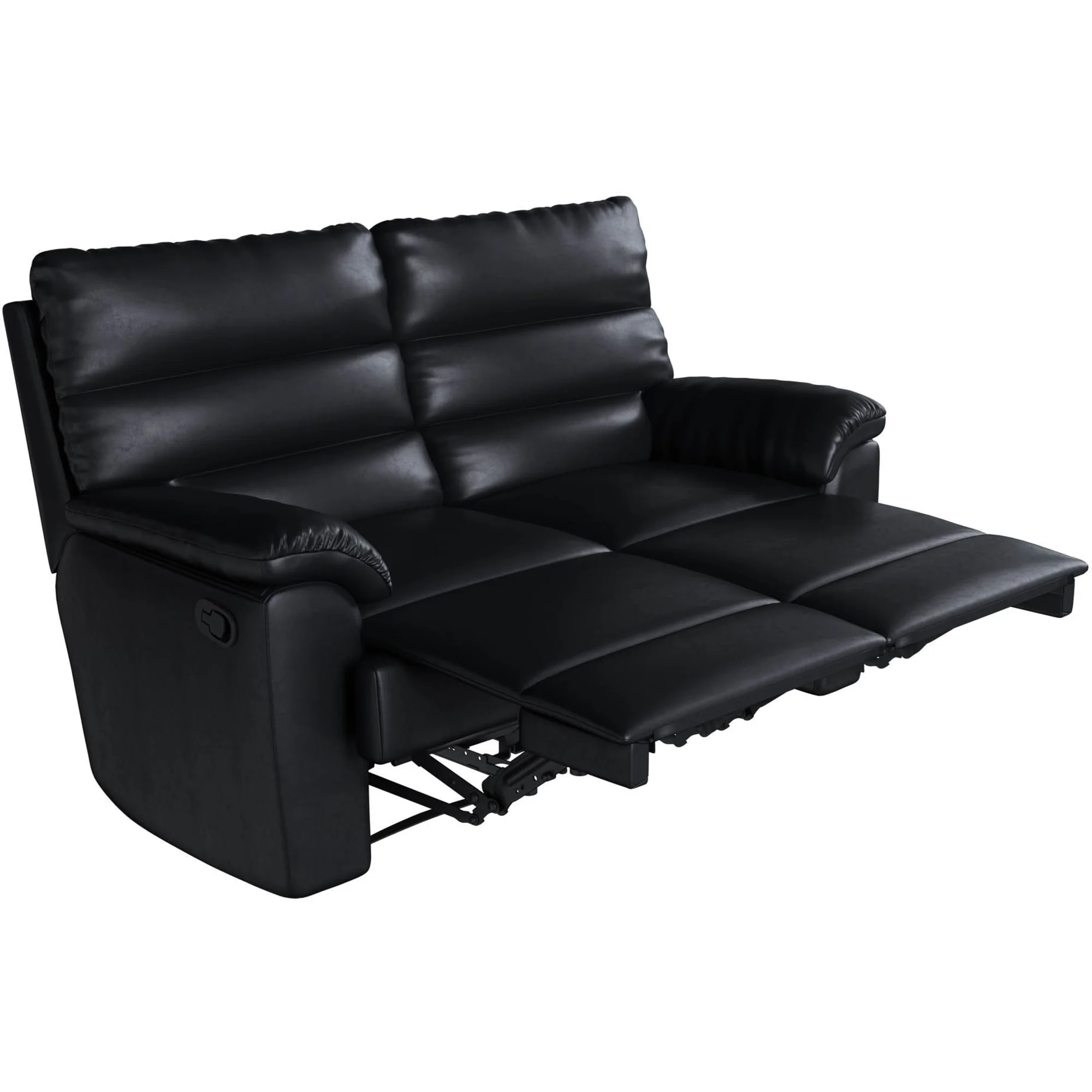 Relax A Lounger Boston Reclining Loveseat in Black Faux Leather Upholstery