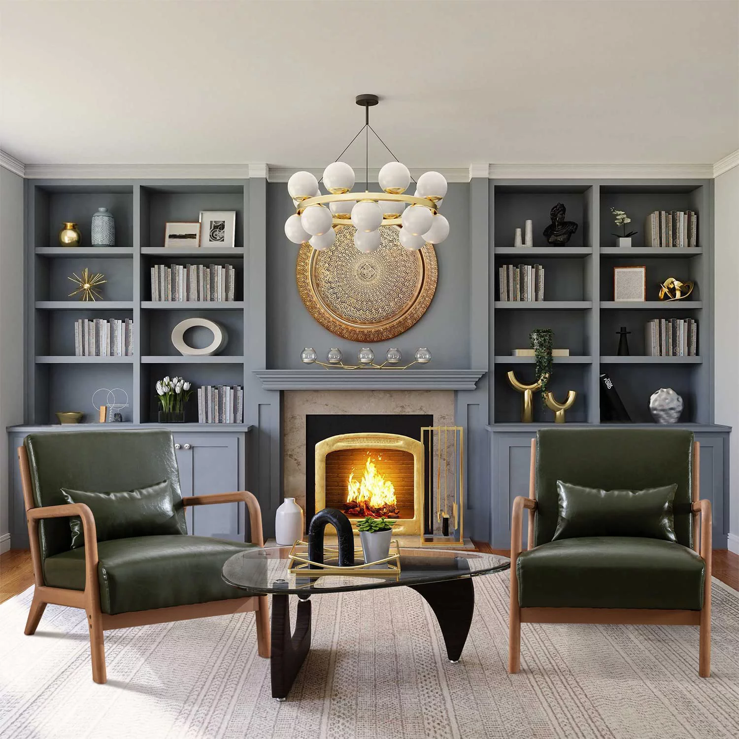 Mid Century Modern Accent Chair with Wood Frame  Upholstered Living Room Chairs with Waist Cushion  Reading Armchair for Bedroom Sunroom (Beige)