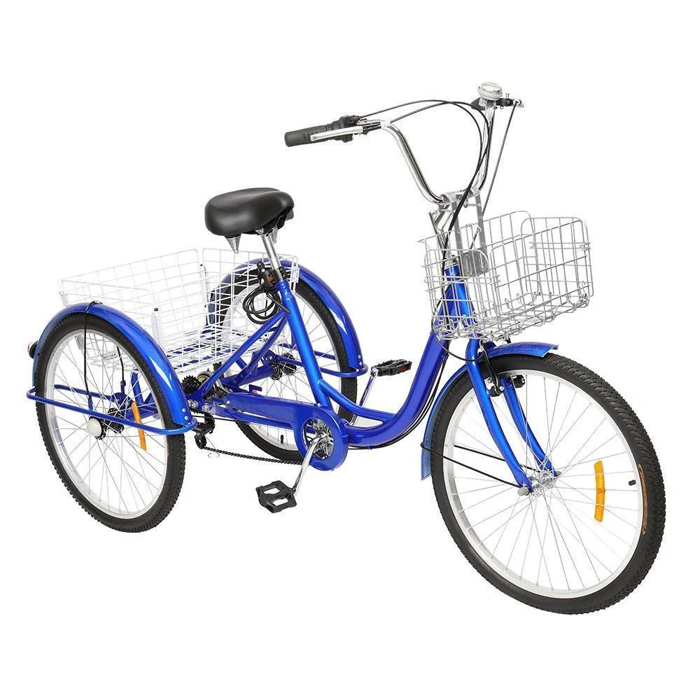 Adult Tricycles 7 Speed, 3 Wheel Bikes Adult Trikes 24 In Three-Wheeled Bicycles
