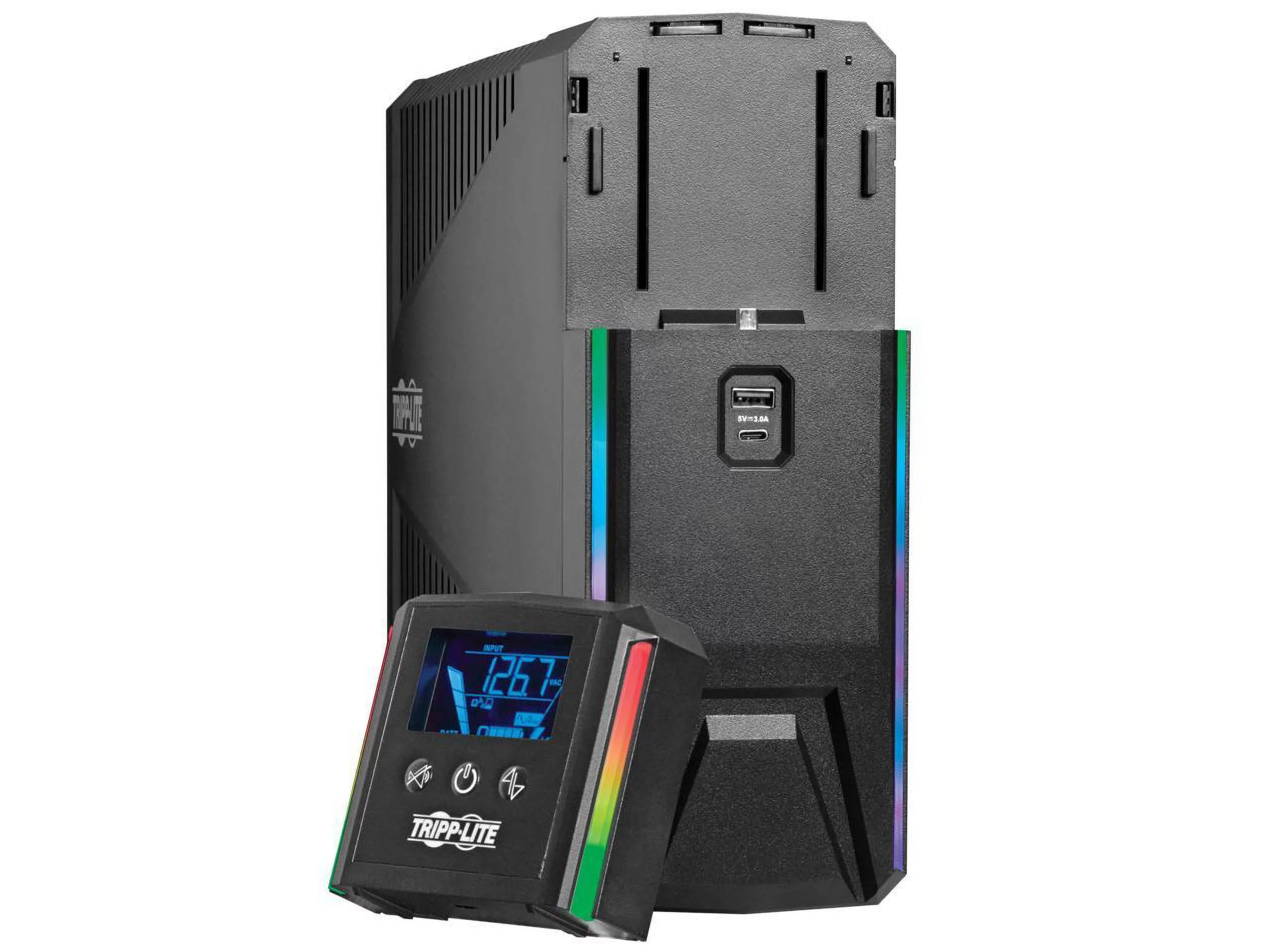 Tripp Lite UPS 1200VA 720W 120V Pure Sine Wave Gaming UPS Battery Backup - LCD, AVR, RGB LEDs, USB Charging, Power Saving