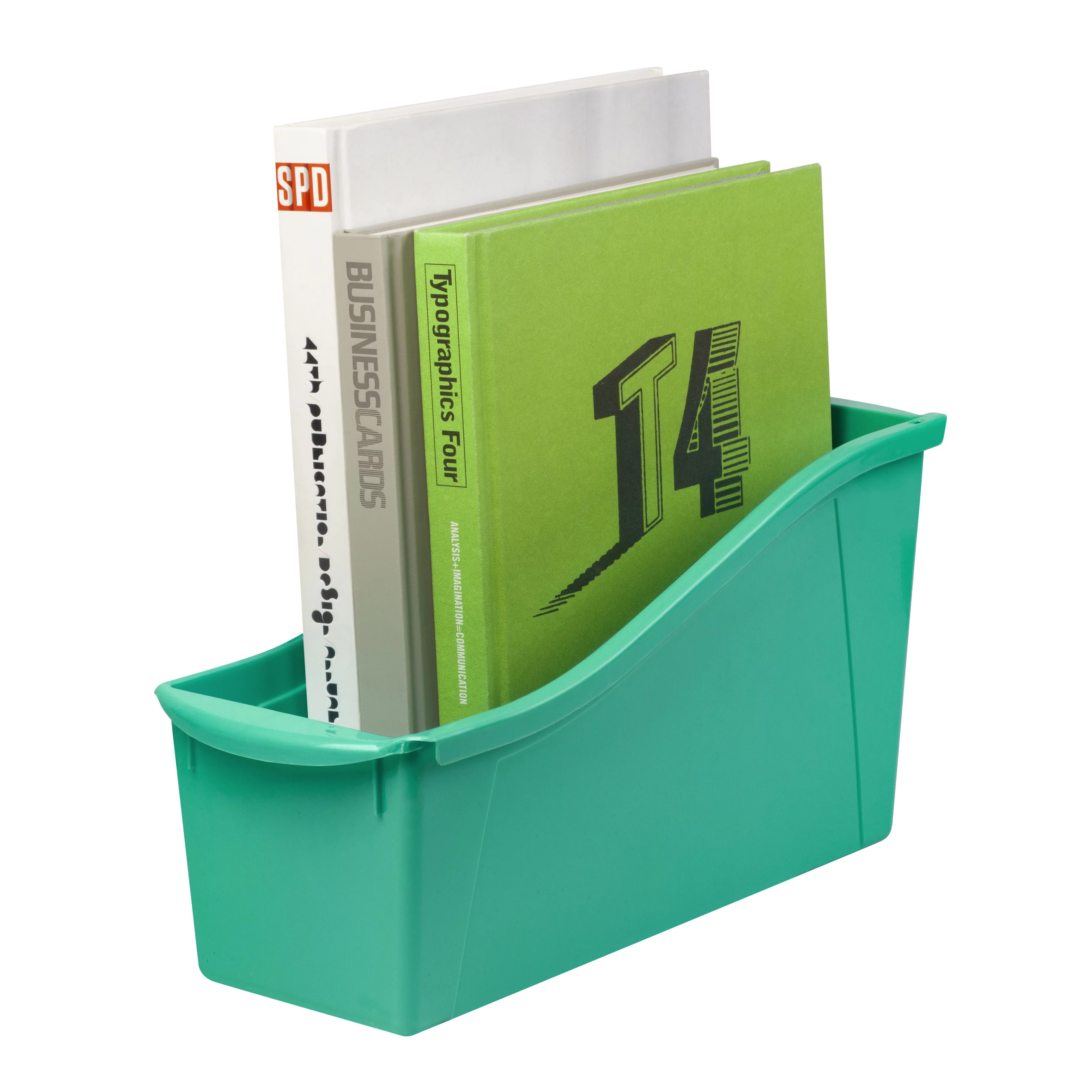 Pen+Gear Plastic Desktop File and Book Bin with Label Pocket, Jade Ming, 6-Pack