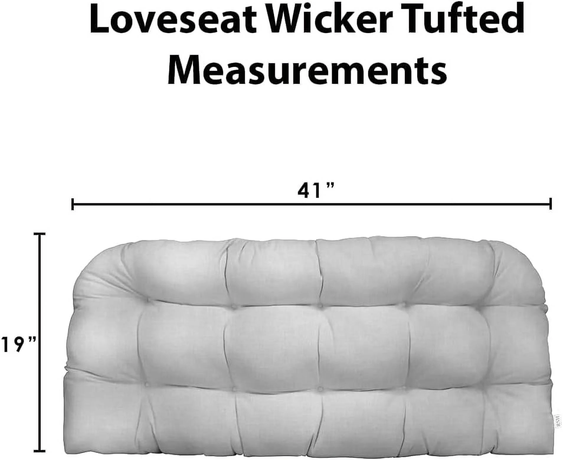 Tufted Wicker Loveseat Cushion | Indoor/Outdoor All Weather Polyester Fabric | Reversible | 41” W X 19