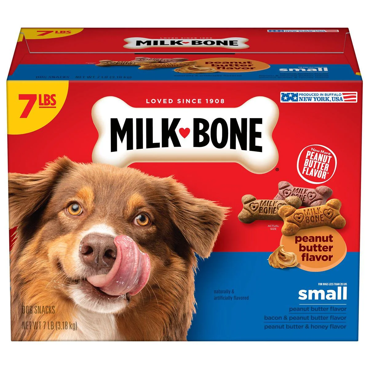 Milk Bone Milk-Bone Peanut Butter Flavor Naturally and Artificially Flavored Dog Biscuits, Crunchy Dog Treats, 7 Pounds