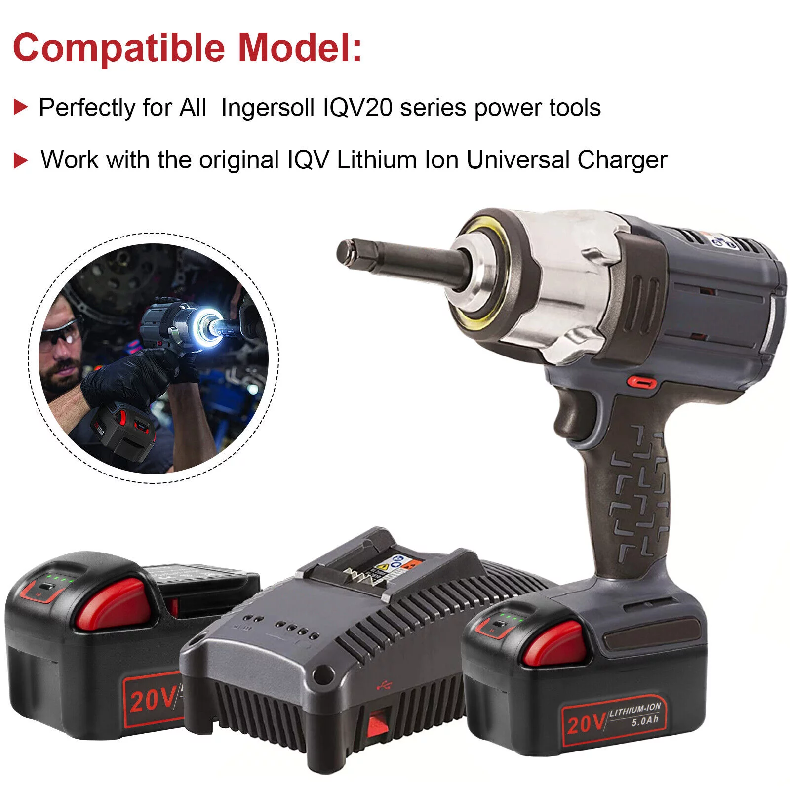 5.0AH BL2012H Li-ion Battery 20V For All Ingersoll IQV20 series power tools