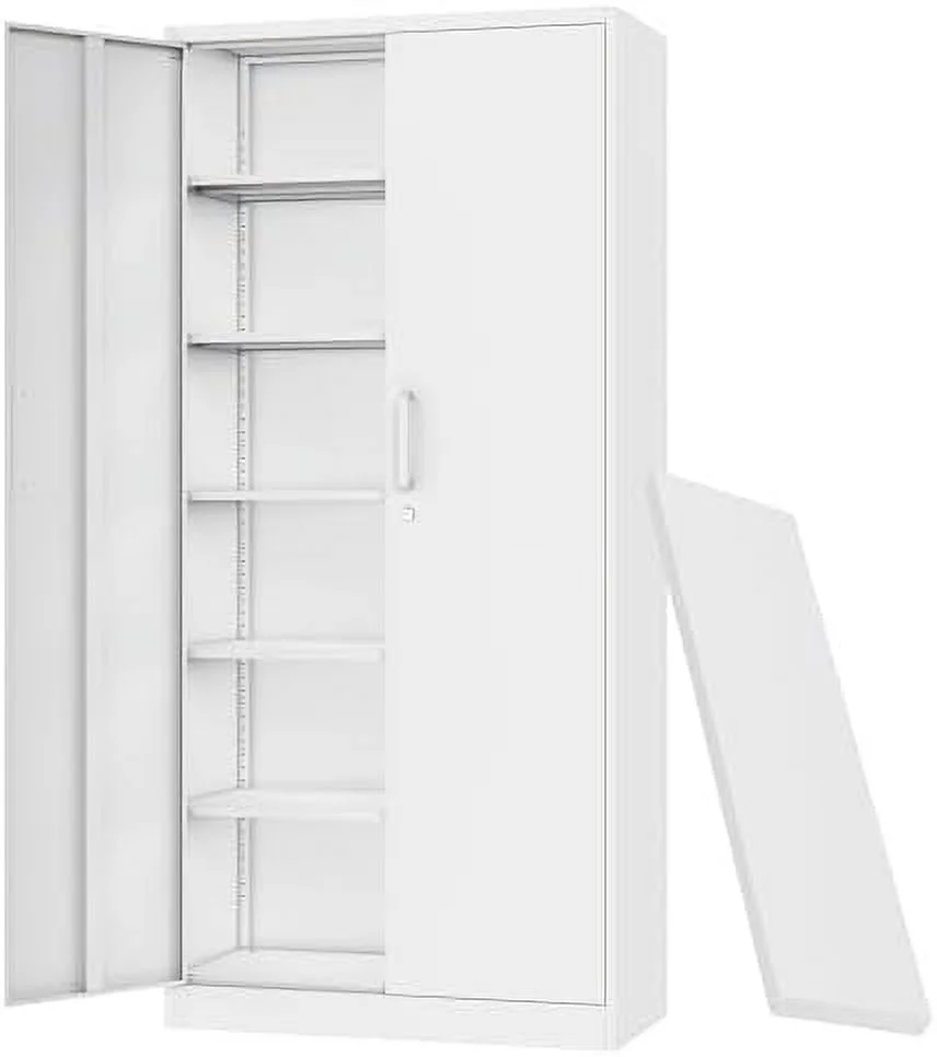 HYHBIBOOM Metal Wardrobe Cabinets with Lock Clothing Locker 72" X 36" X 18"  Cabinets for Home Room Fire Department  School  Employee Gym Government (White)