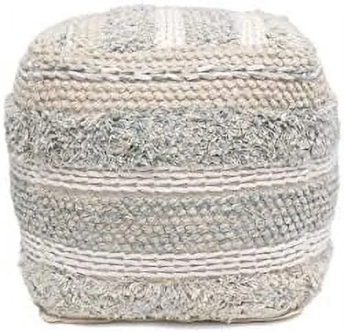 GVJMTKP Grandcanyon Cotton Shaggy Pouf  100% Cotton Pouf   Woven- Polly Beads Stuffed Pouf- Sitting  Foot Stool - Square Poufs for Living Room - Luxury Room Decor  17"x17"x17"