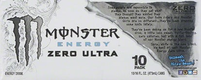 (20 Cans) Monster Zero Ultra, Sugar Free Energy Drink, 16 fl oz