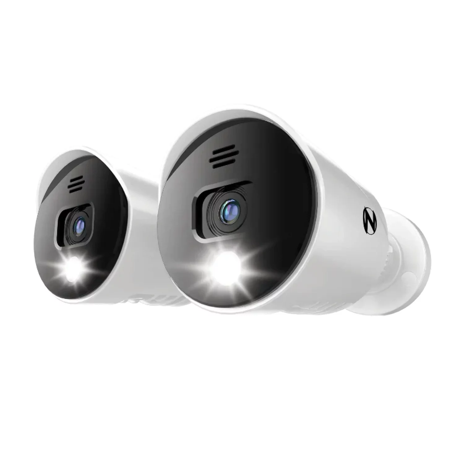 Restored Premium Night Owl Add On Wired 1080p Spotlight Cameras with Audio Alerts and Sirens - 2 Pack - White (Refurbished)