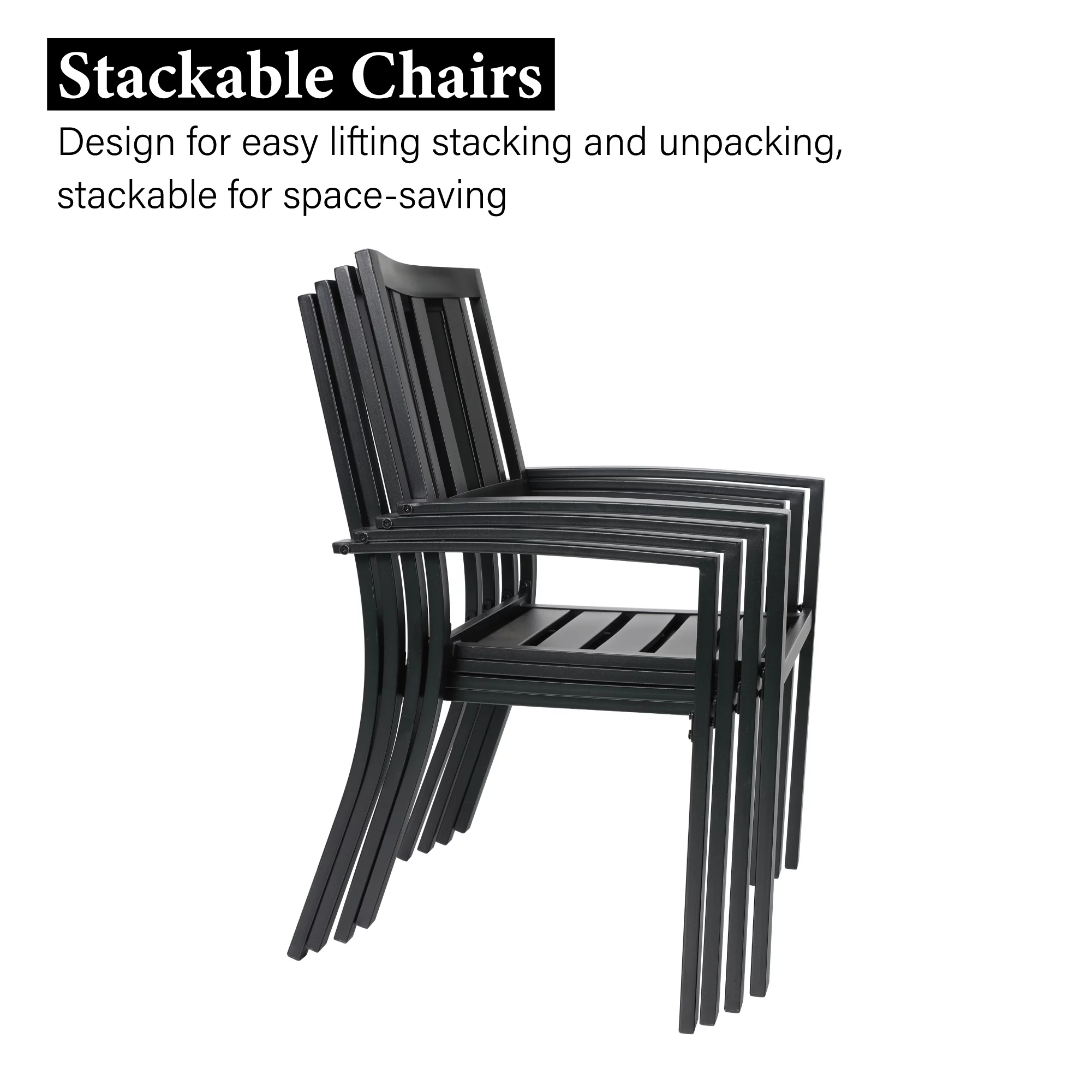 Sophia & William 3 Peices Patio Bistro Set Metal Dining Chairs with Side Table - Black