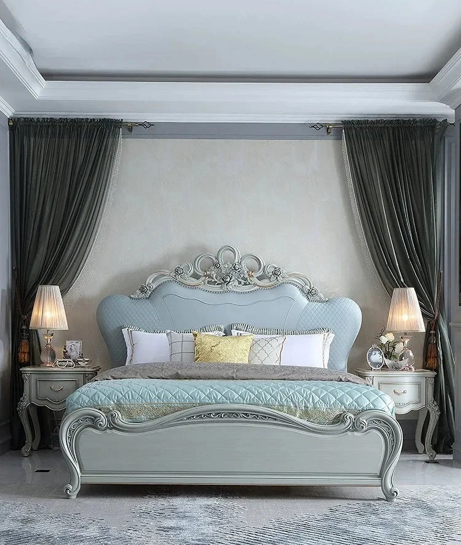 Court French furniture European solid wood carved 1.8m princess bed bedroom American wedding bed double bed