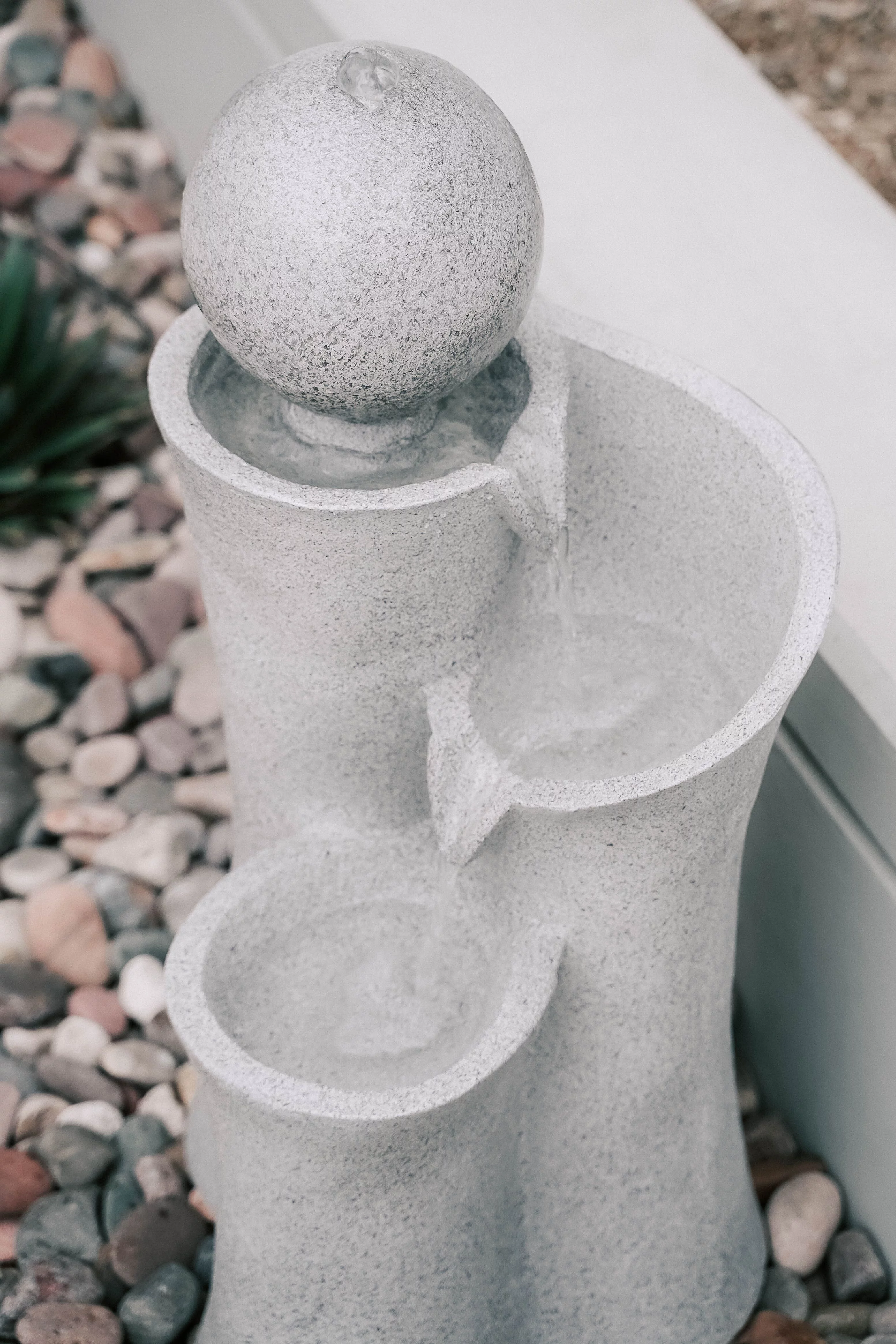 XBrand Cascading Sphere Floor Zen Water Fountain, Indoor Outdoor Décor, 36 Inch Tall, Natural Grey