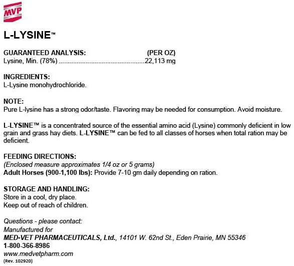 MVP L-Lysine (10lb) for Equine Muscle/Immune Support