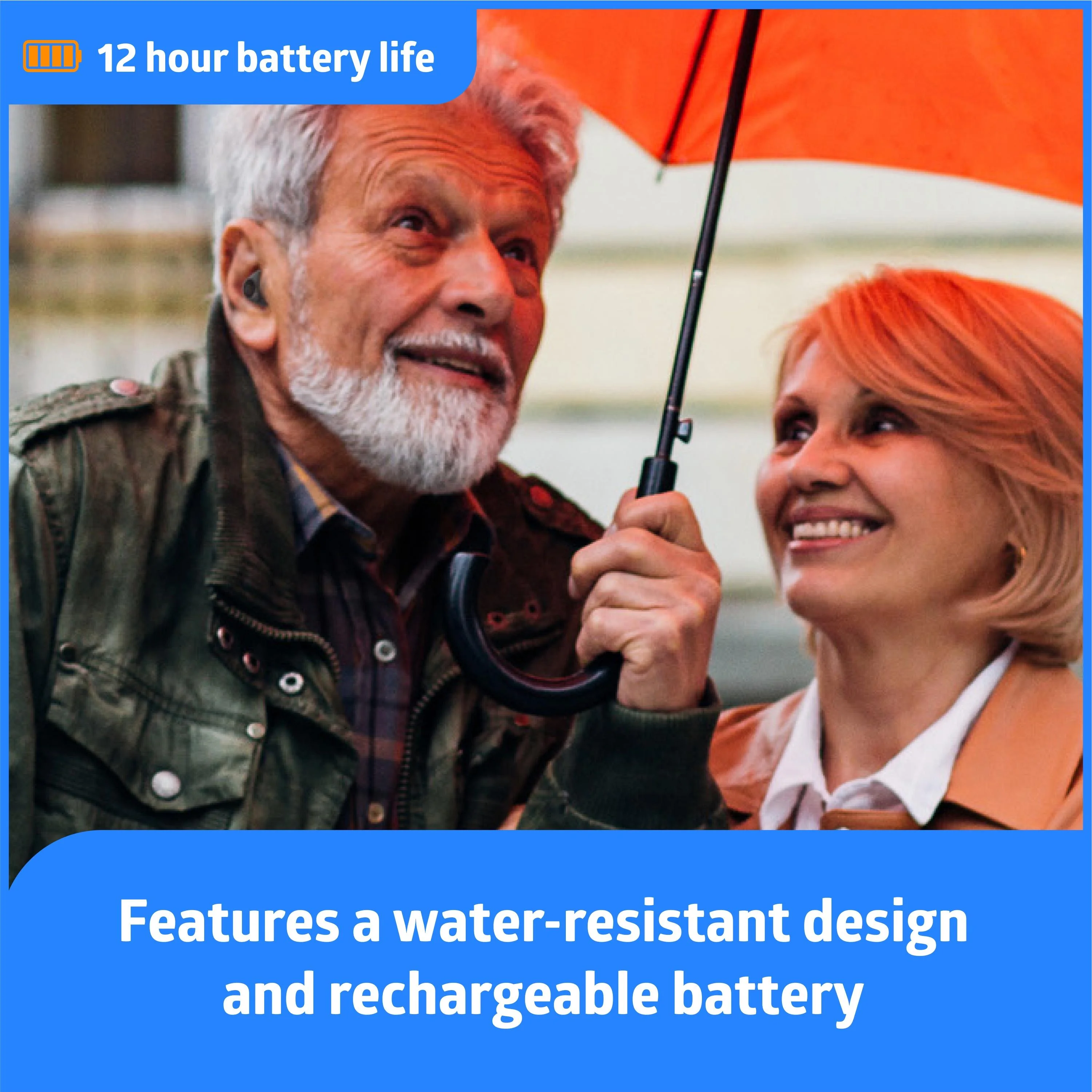 Medline Rechargeable OTC Hearing Aids, Adjustable Volume, Water Resistant, Black