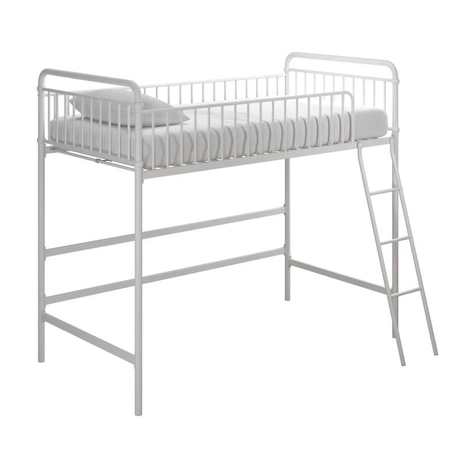Max & Finn Karcey Twin Metal Loft Bed in White