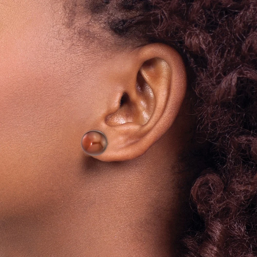 14k 11-12mm Brown Button Freshwater Cultured Pearl Stud Post Earrings QX110BC