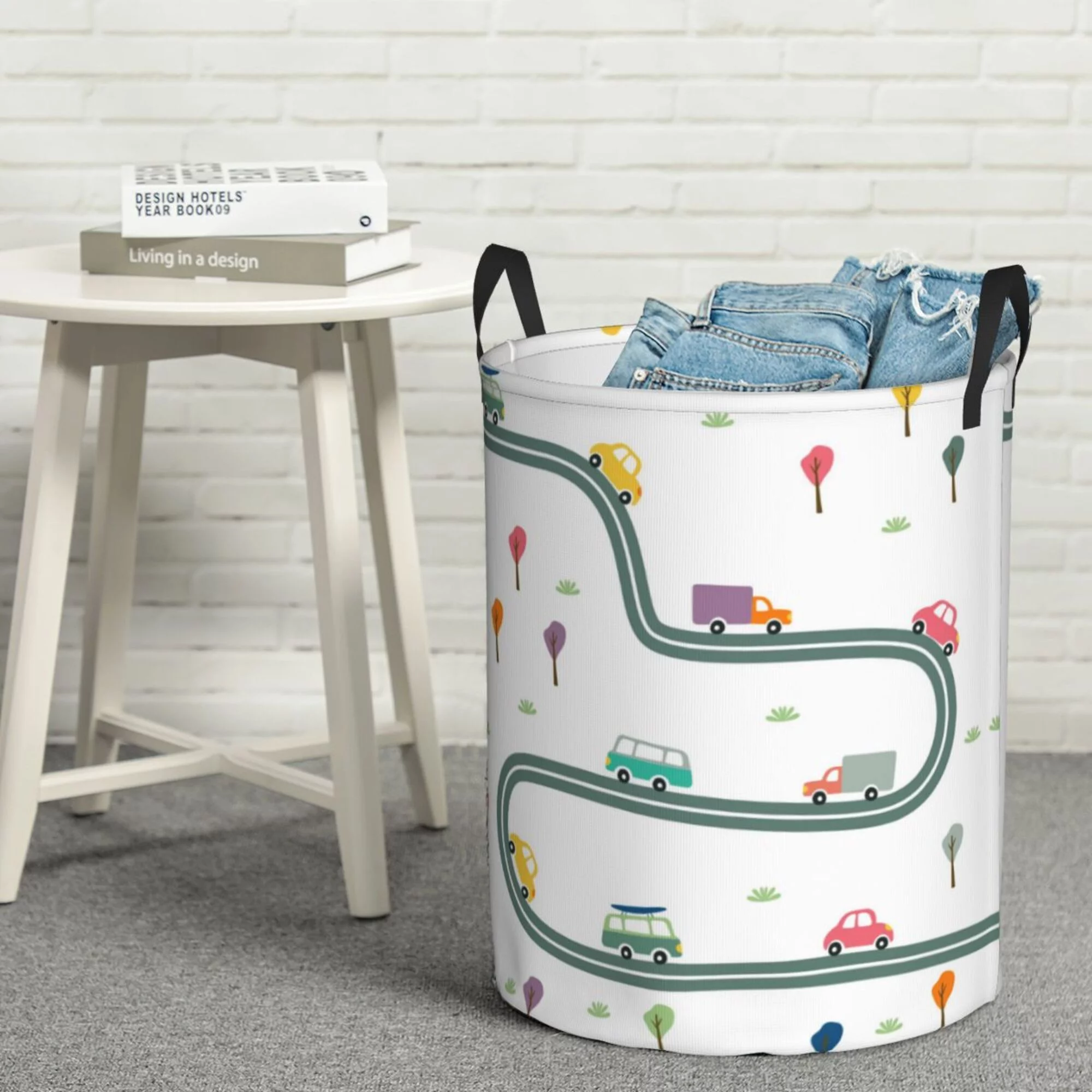 ZICANCN Cars Road Street Laundry Basket Organizer - Dirty Clothes Hamper for Bathroom Kids Girls Boys Laundry Hamper Medium