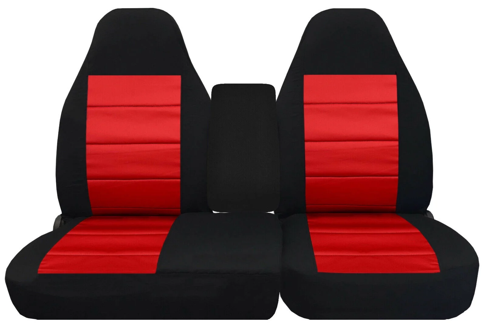 C5N-DC54-Designcovers Fits 1997-2000 Ford F-150 Truck Seat Covers (40/60 High Back) W/ Console Cover Included Cotton Blend Material In Black and Red
