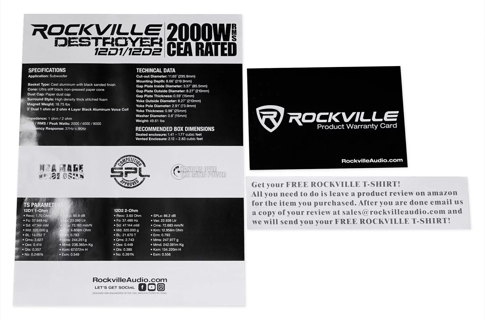 2) Rockville Destroyer 12D1 12